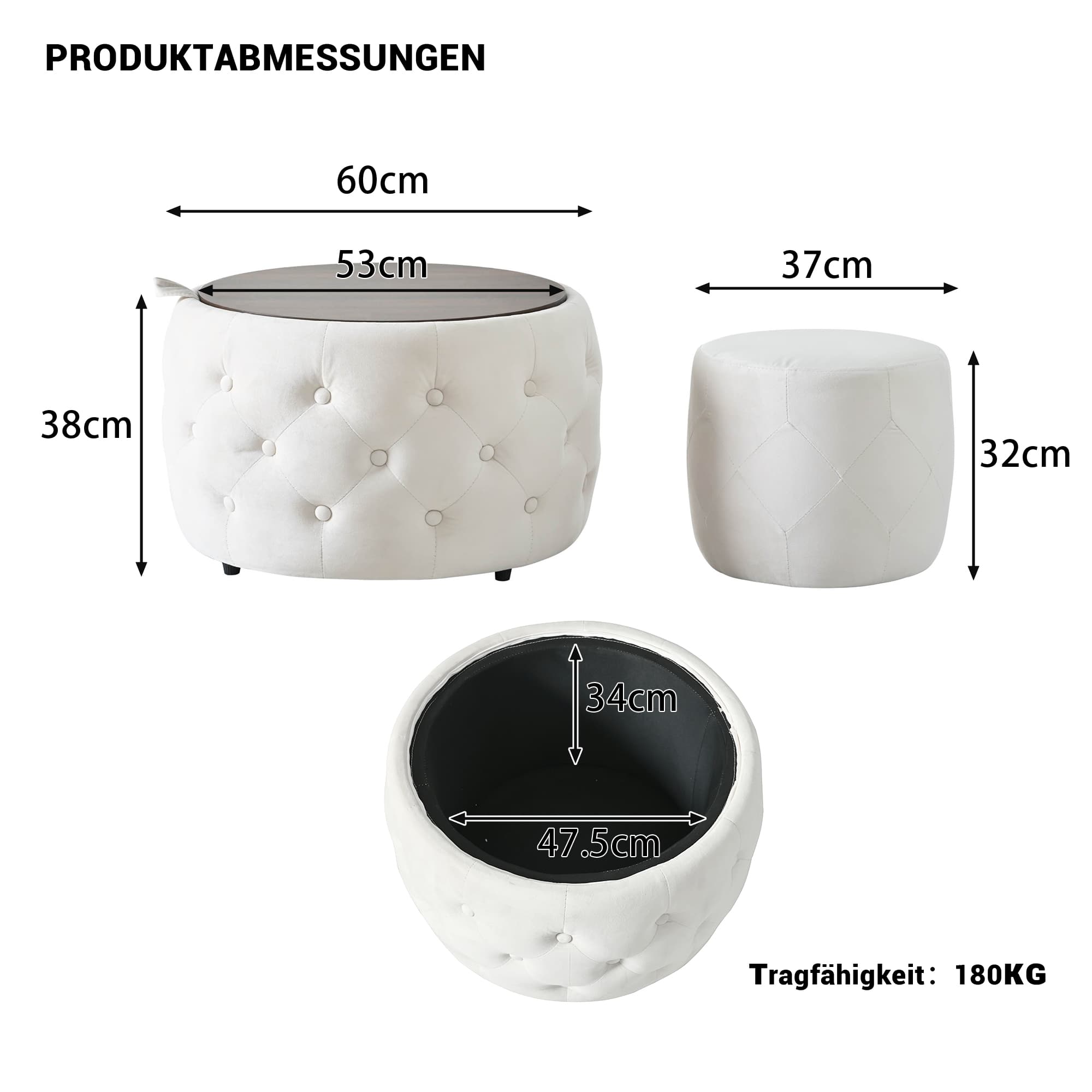 2 Samt-Nesthocker Beige mit Stauraum