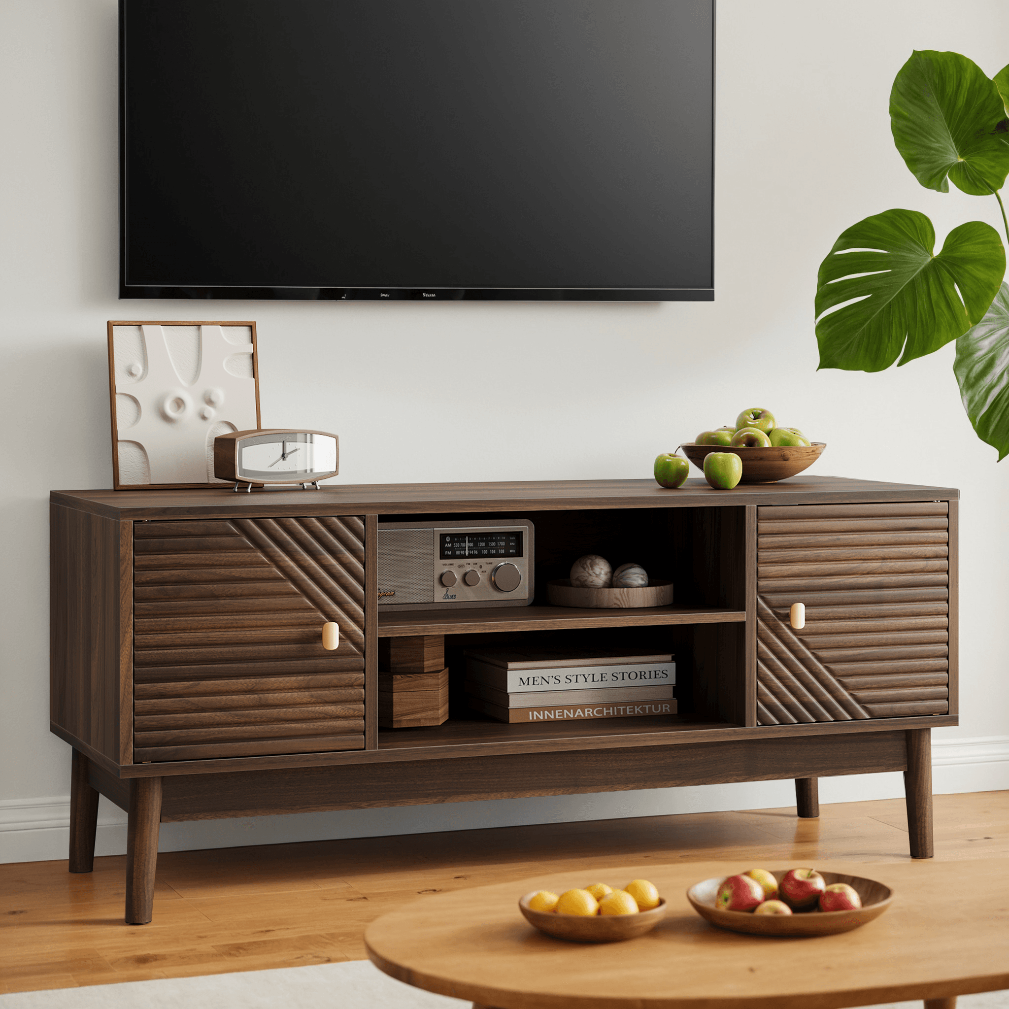 TV-Lowboard 110 cm Nussbaum Mid-Century