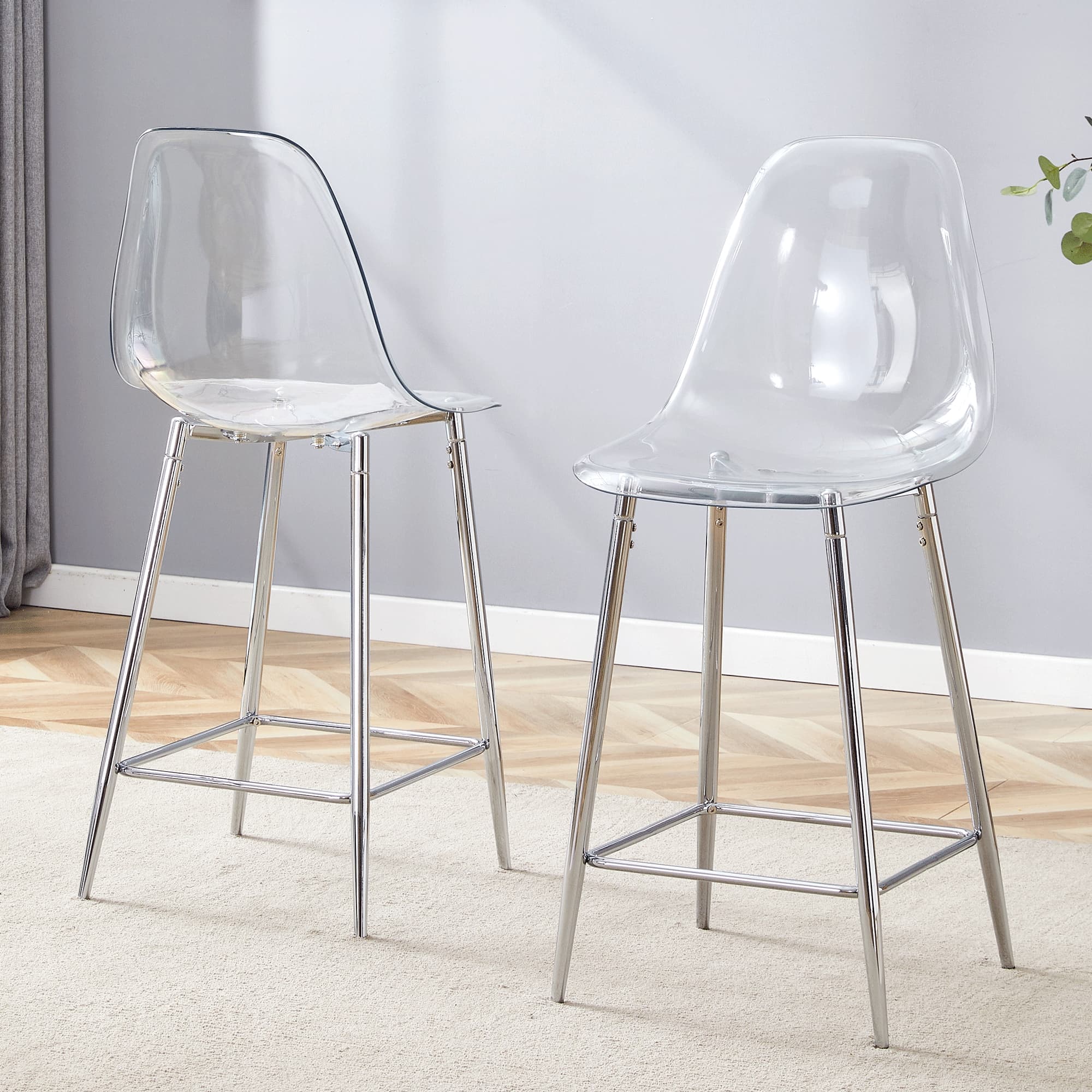 Transparente Barhocker 2er-Set Metall