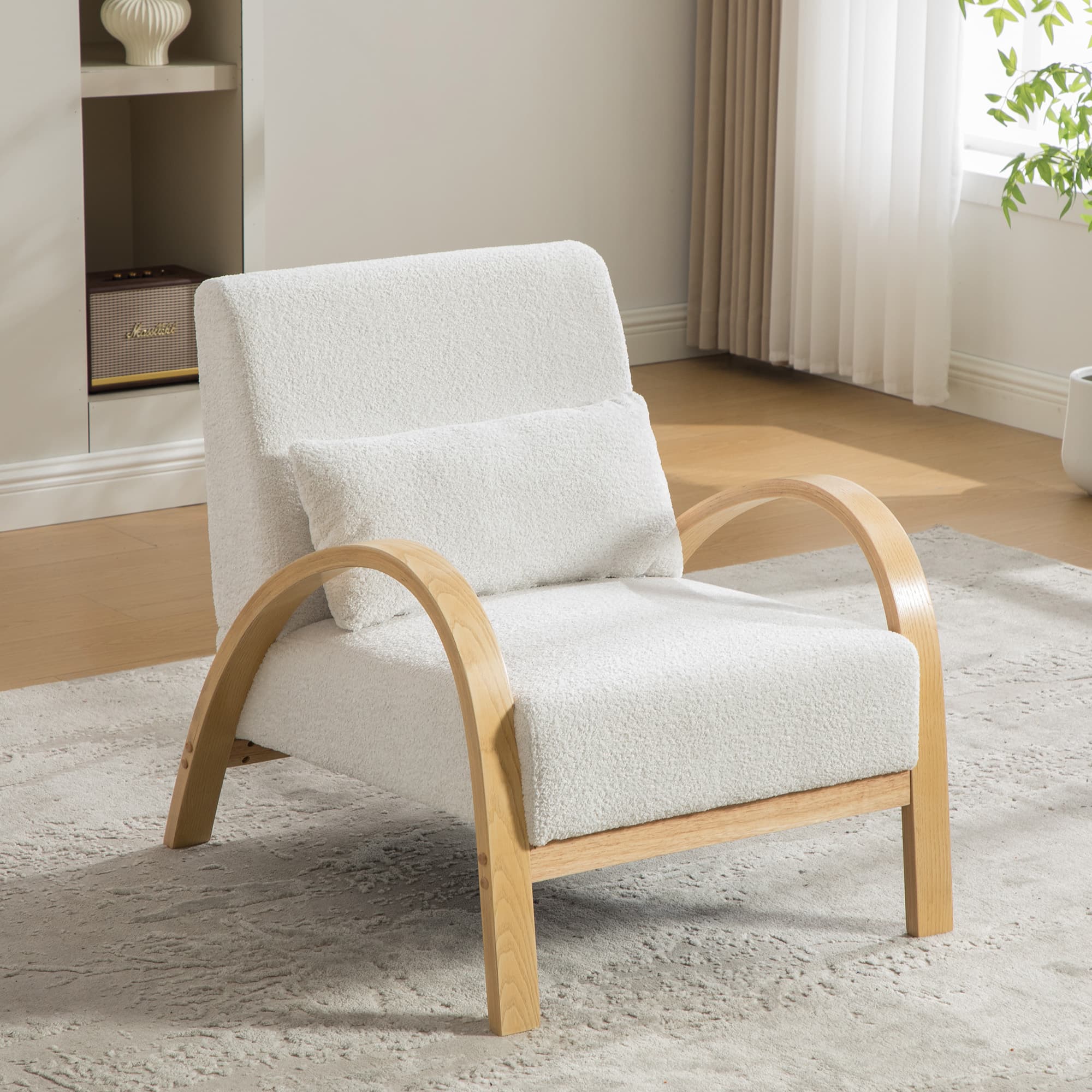 Skandinavischer Lounge-Sessel aus Chenille mit Holzgestell
