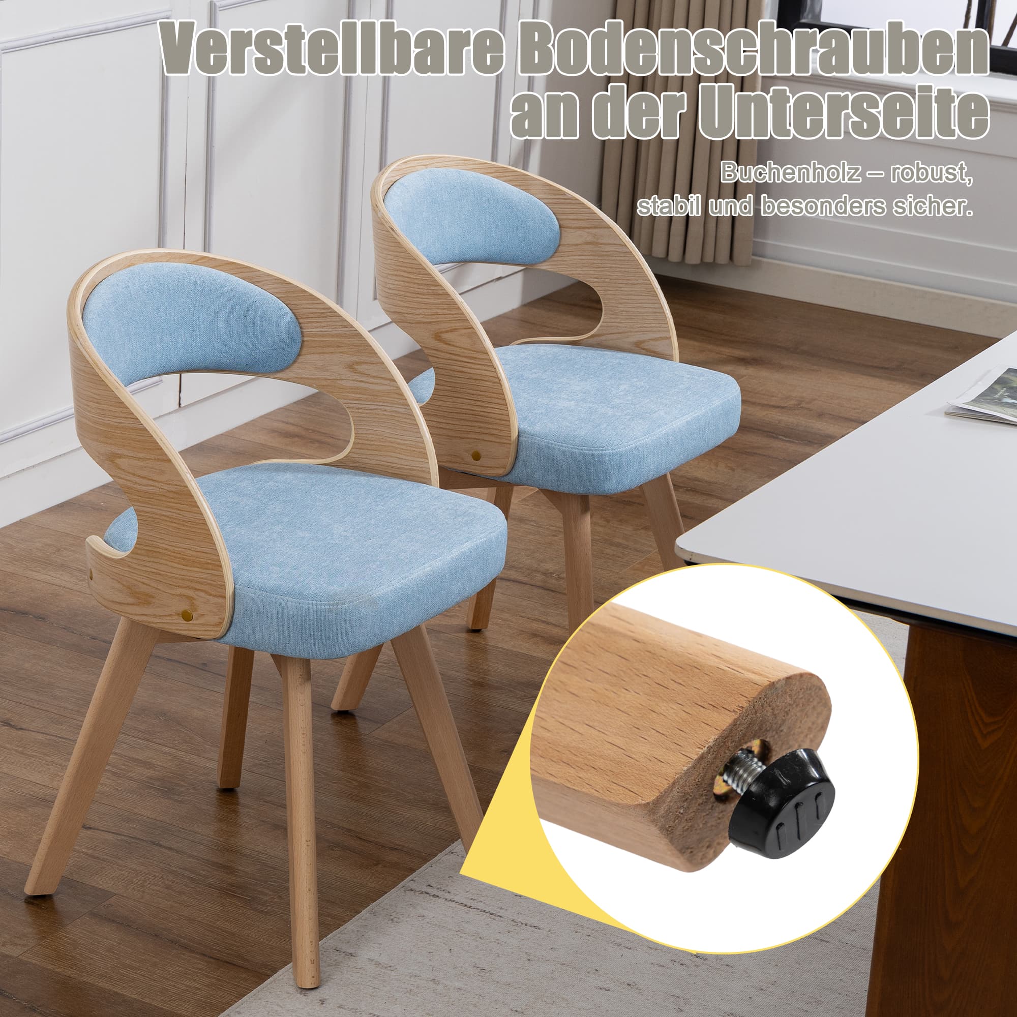 Deux chaises en bois avec assise pivotante