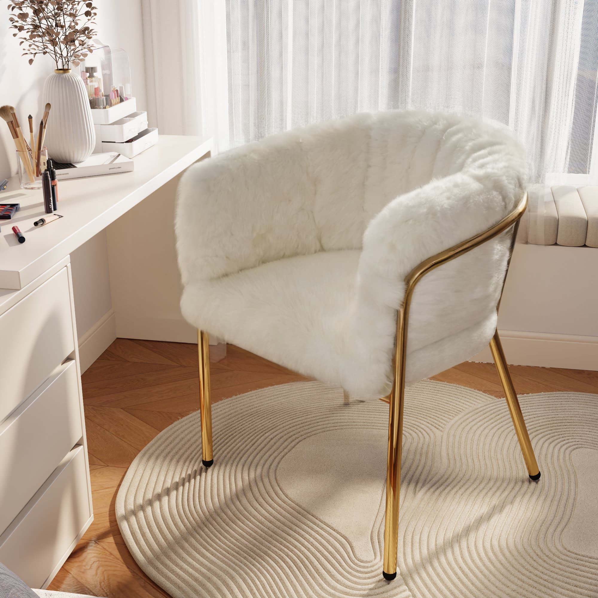 Sessel-Set aus 2 weißen Stühlen mit Metallbeinen