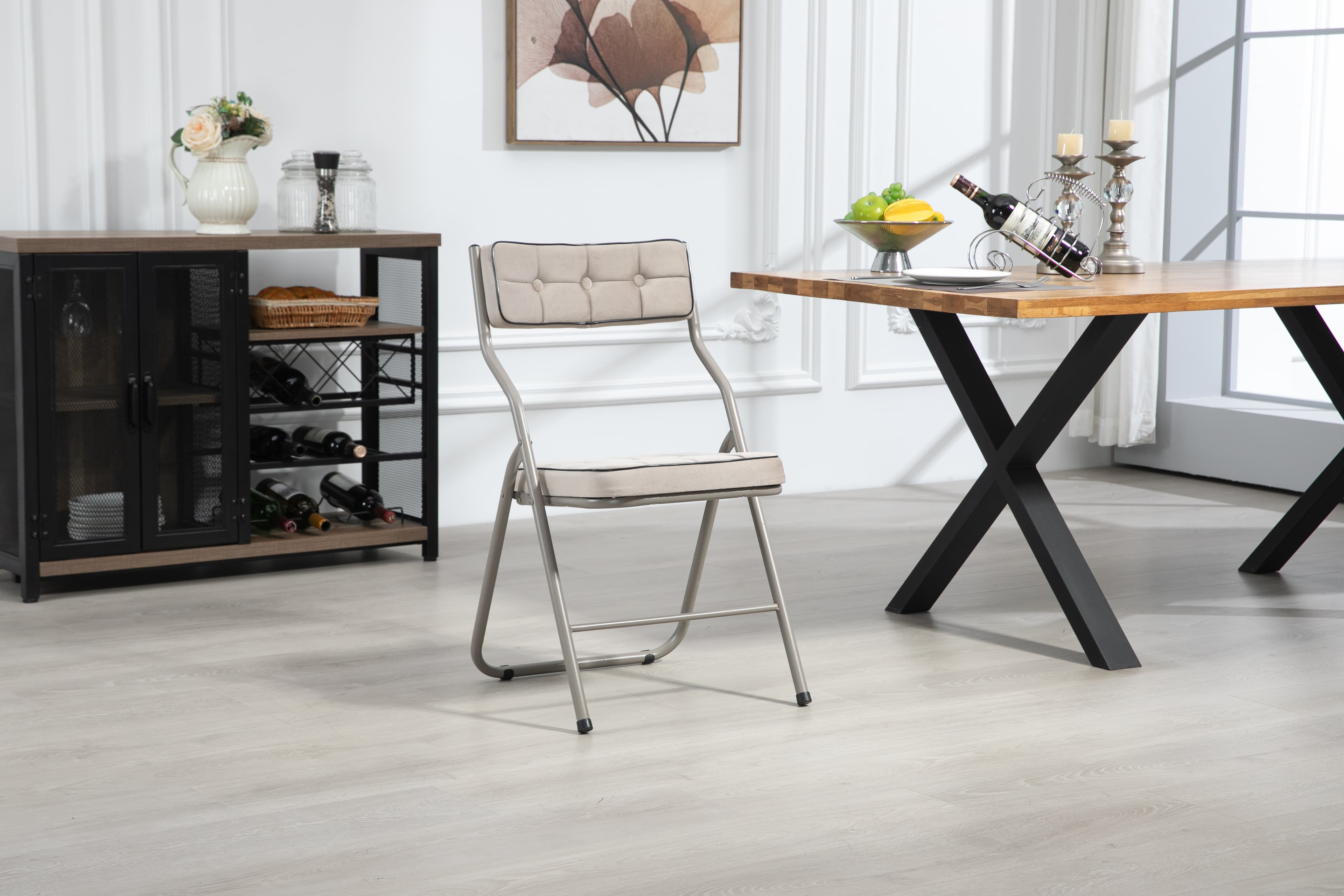 Klappstuhl 2er-Set mit Sitzkissen in Khaki