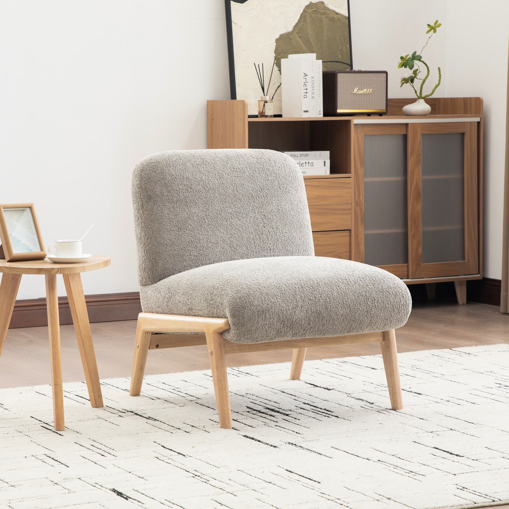 Skandinavischer Chenille-Sessel in Grau