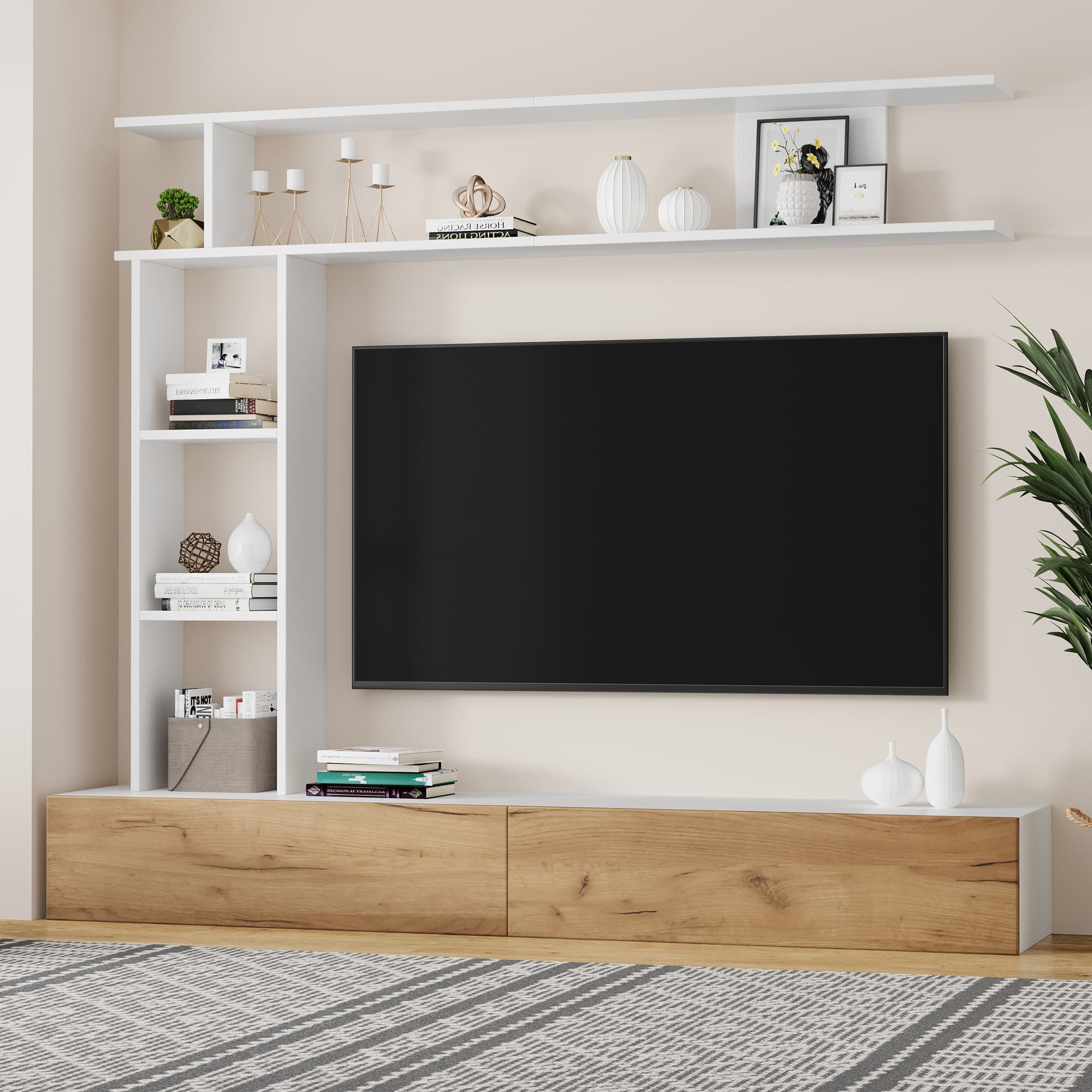 TV-Wandset mit Vitrinen, TV-Board und Wandregal