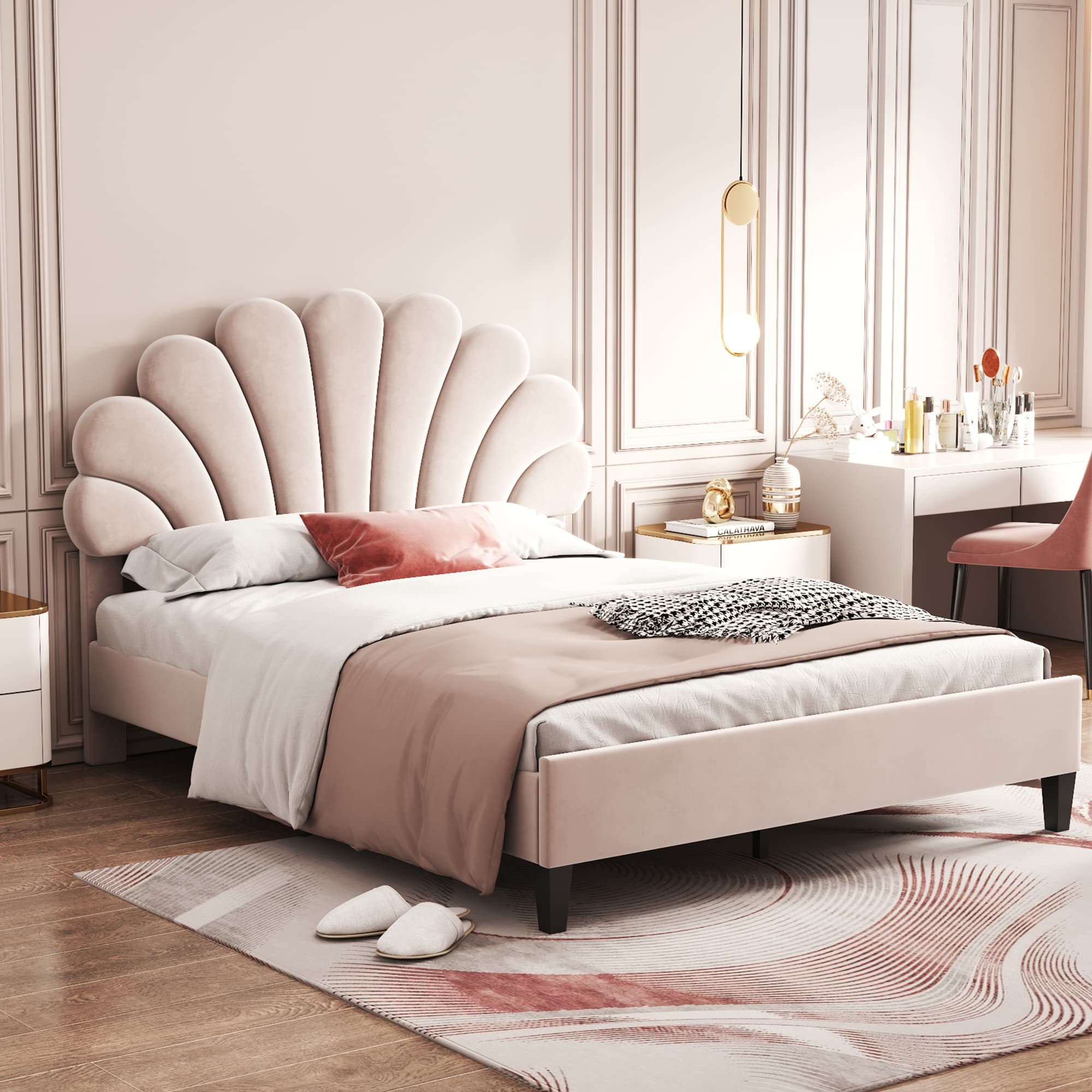 Gepolstertes Doppelbett 140x200 cm Blumenkopfteil