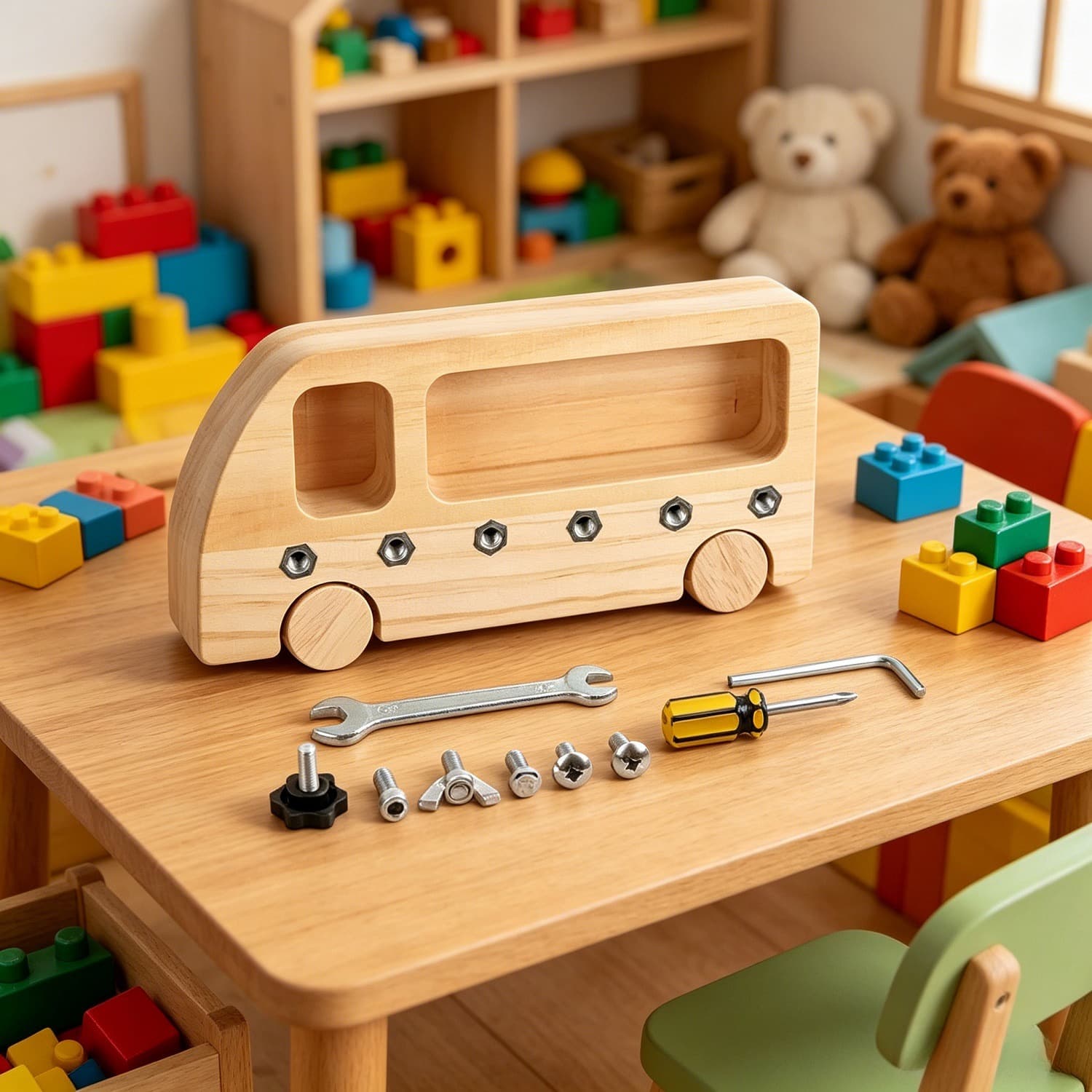 Kit maquette bois 9 pièces vis écrous outils