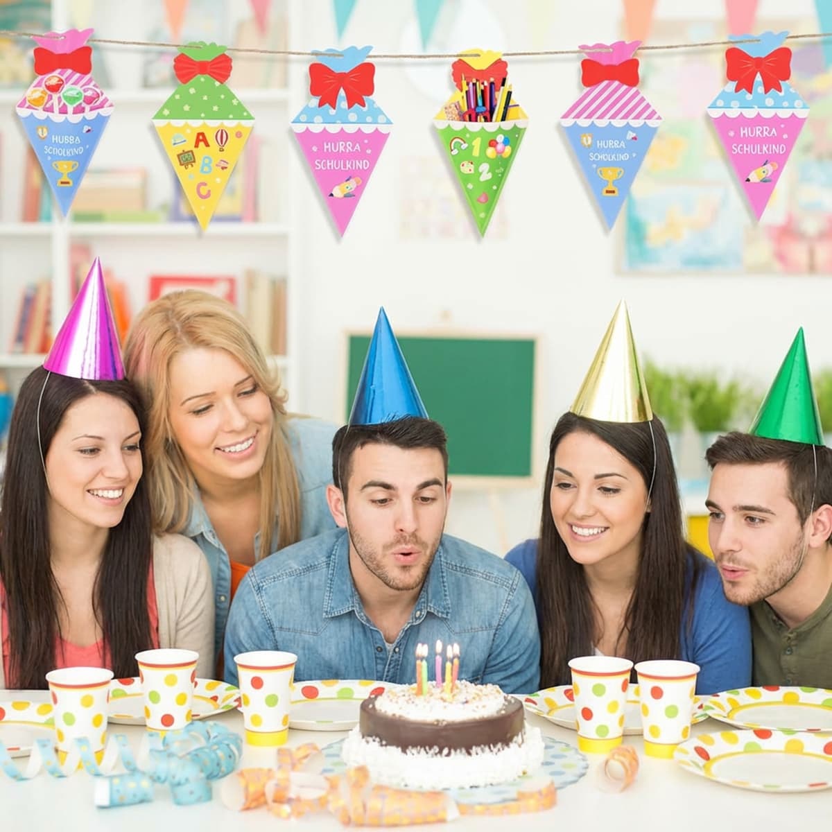 Back-to-School Geschenketasche – 4 Designs (2 von jedem), Filz-Tasche für den ersten Schultag – Partybedarf Set