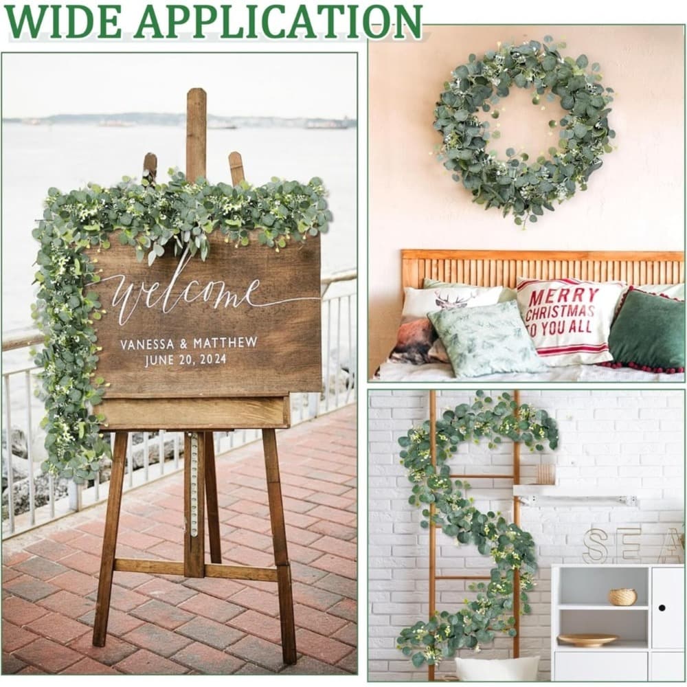 Seasonal Decorations—1.8 M Long Artificial Eucalyptus Vines (2 Pieces) | Stylish Decorative Branches For Weddings | Fest