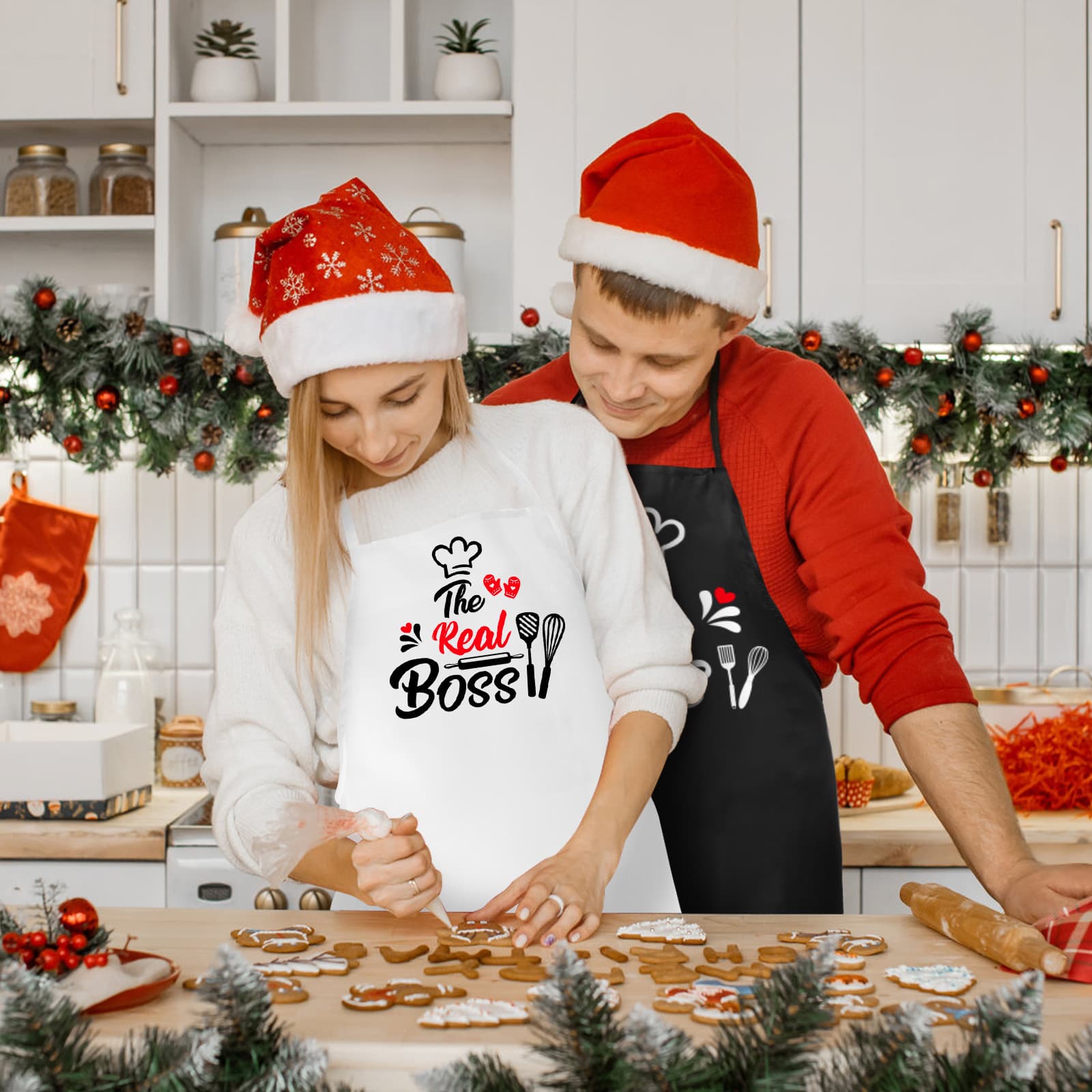The Boss Couple Kitchen Aprons for Pairs