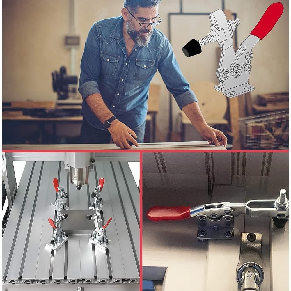 Juego de 4 abrazaderas de palanca de rodilla de liberación rápida y herramientas de sujeción, abrazadera de liberación rápida GH-201-B para accesorios domésticos y de bricolaje