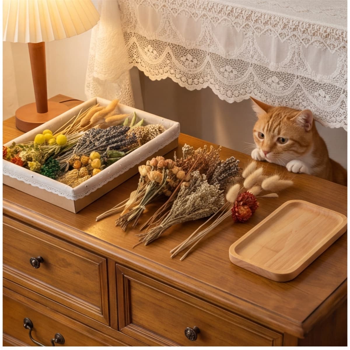 Kit mini fleurs séchées, 115 pièces, 9 variétés