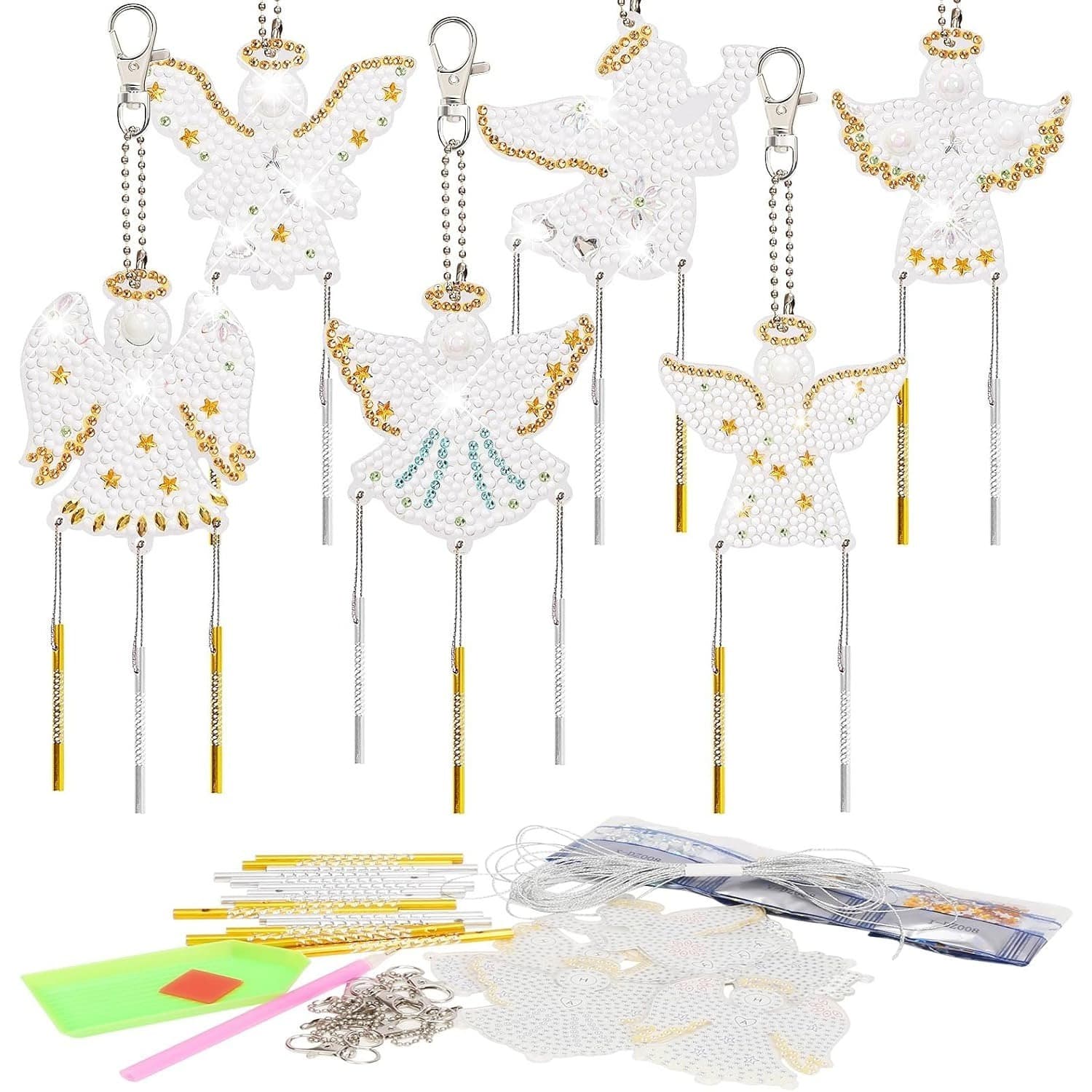 6-Piece Guardian Angel Wind Chime Diamond Painting Set