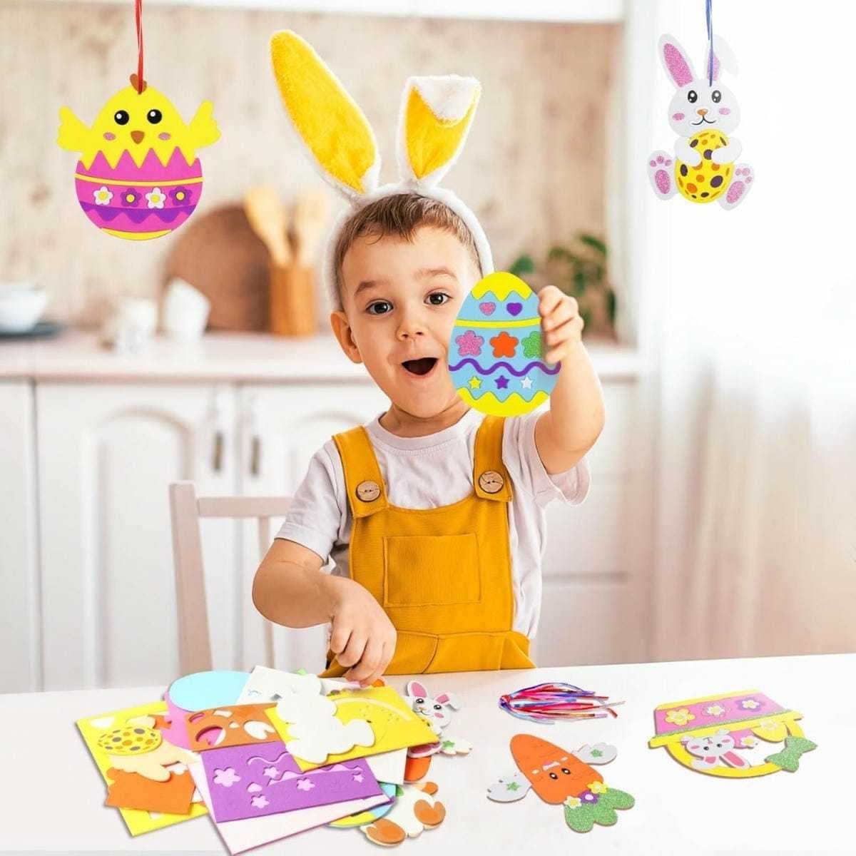 Easter Craft Kit 12 Yarns and 12 Decorative Eggs