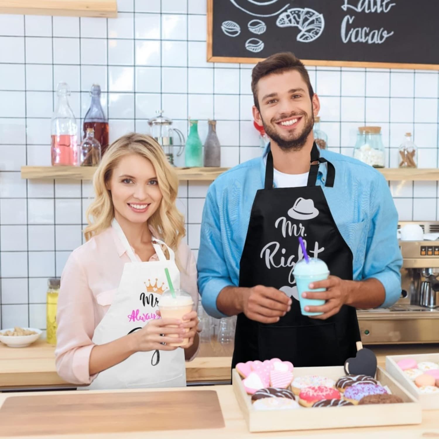 Mr. & Mrs. Kitchen Aprons 2-Piece Set for Couples