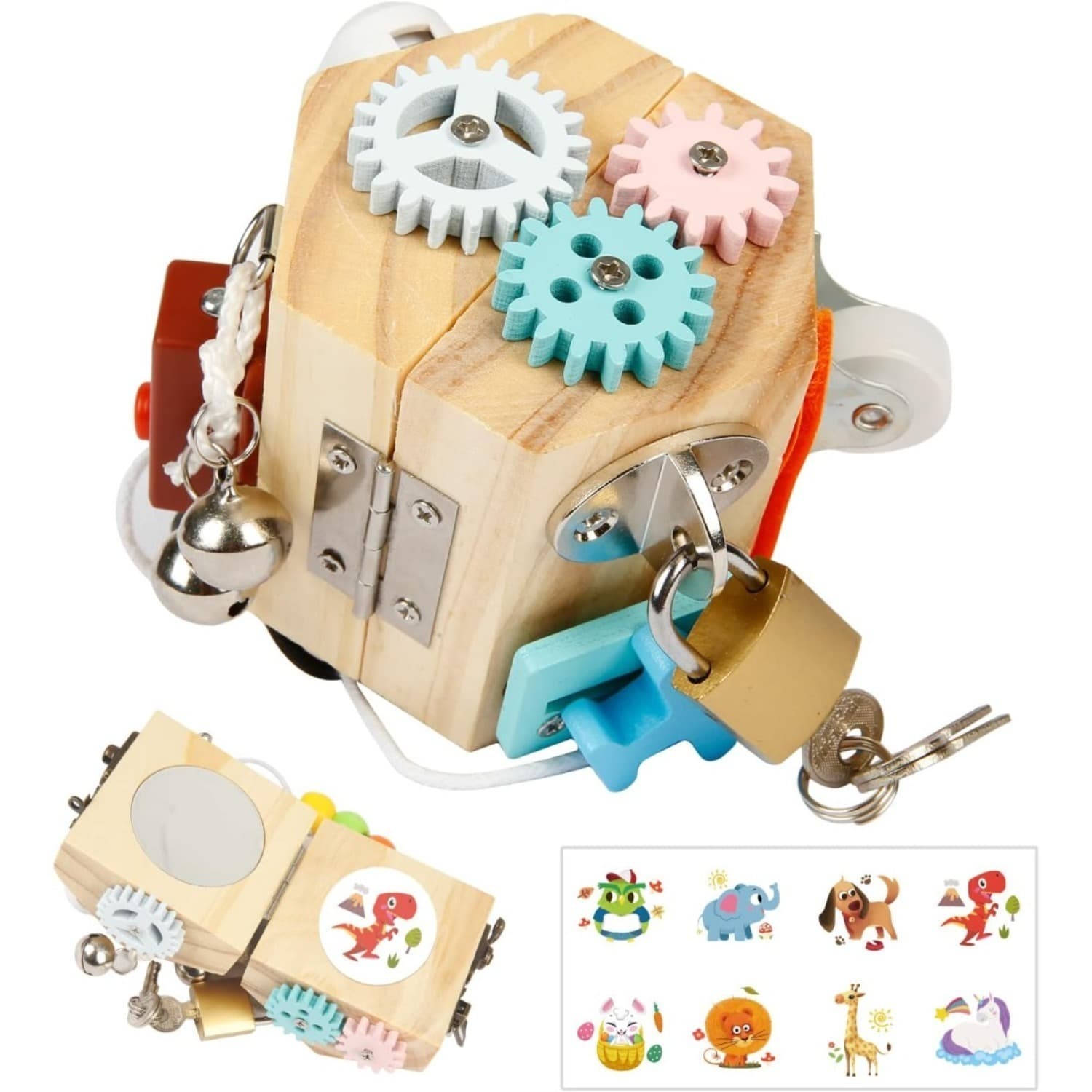 Handgefertigter 13-in-1 Activity Cube für Motorik