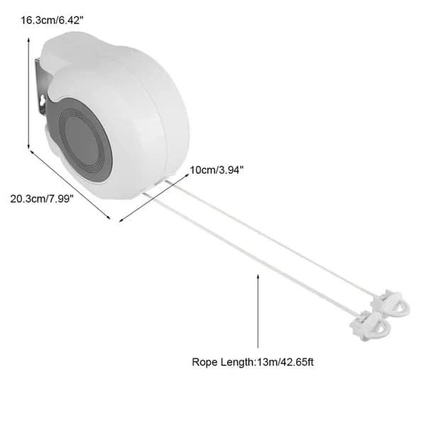 Ausziehbare Doppel-Wäscheleine für Wand, 13 m