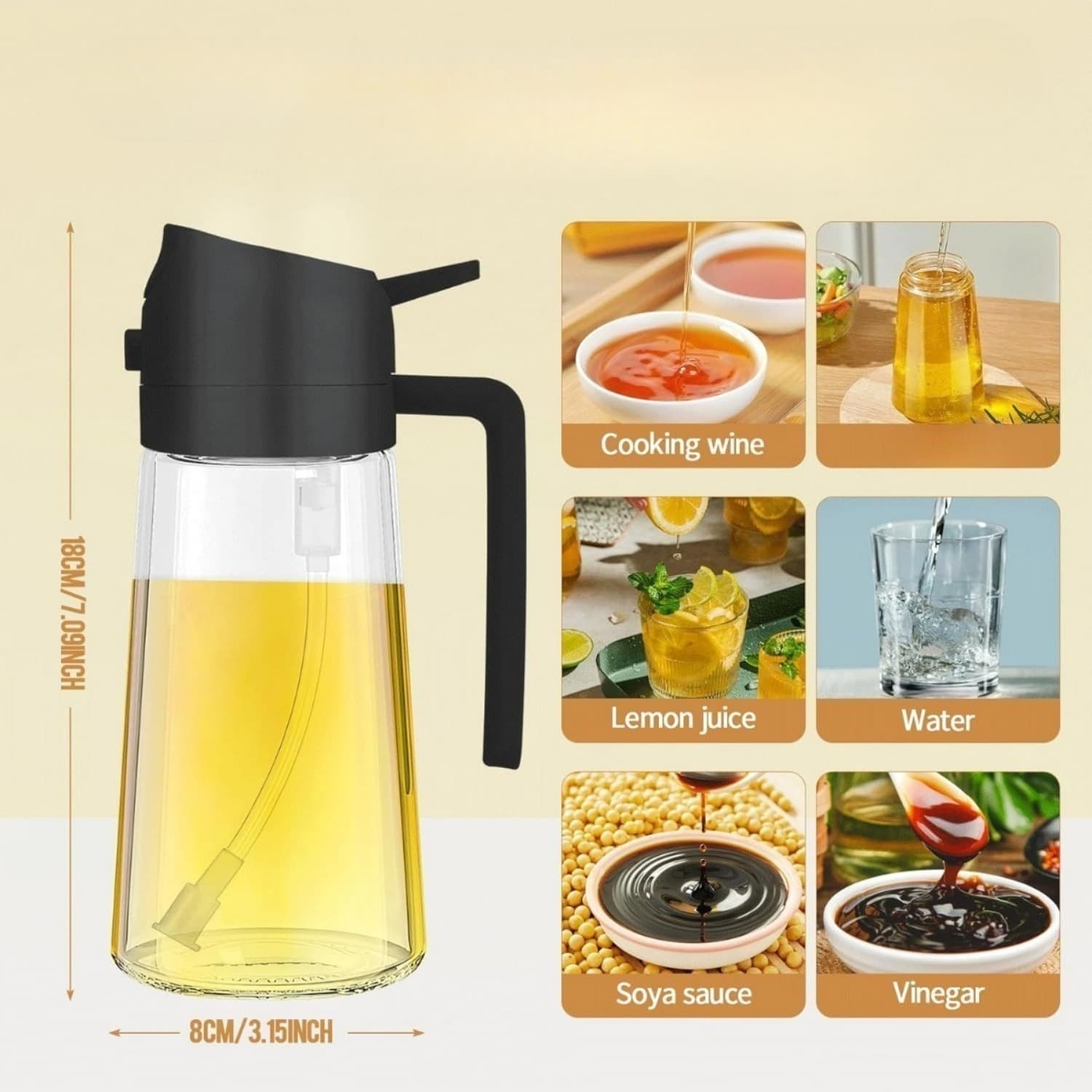 Flacons spray en verre 470 ml cuisine noir