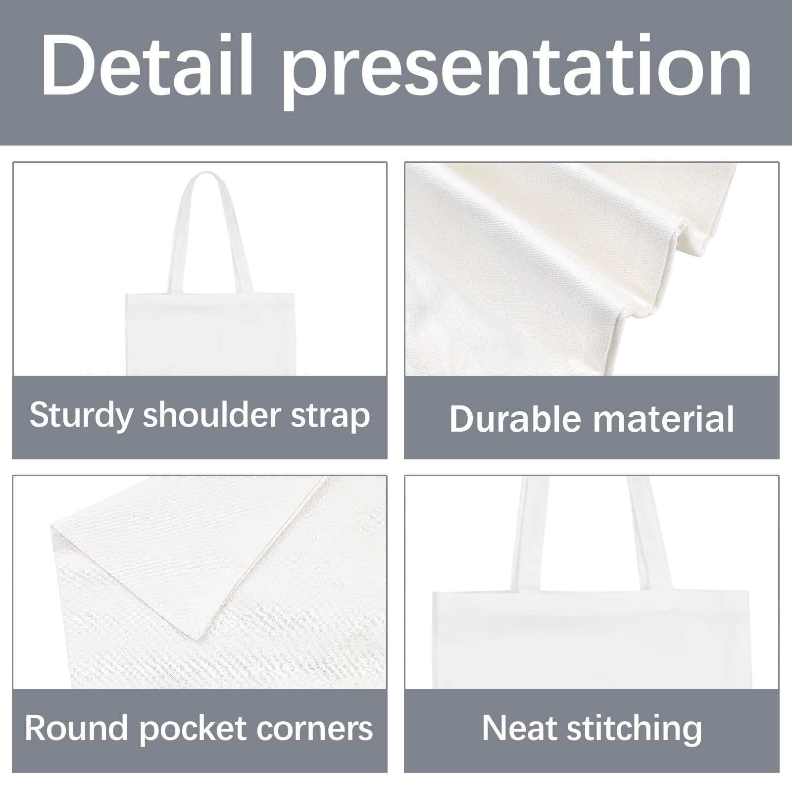20 Blank DIY Canvas Tote Bags, 10x 21x13 cm, 10x 30x35 cm