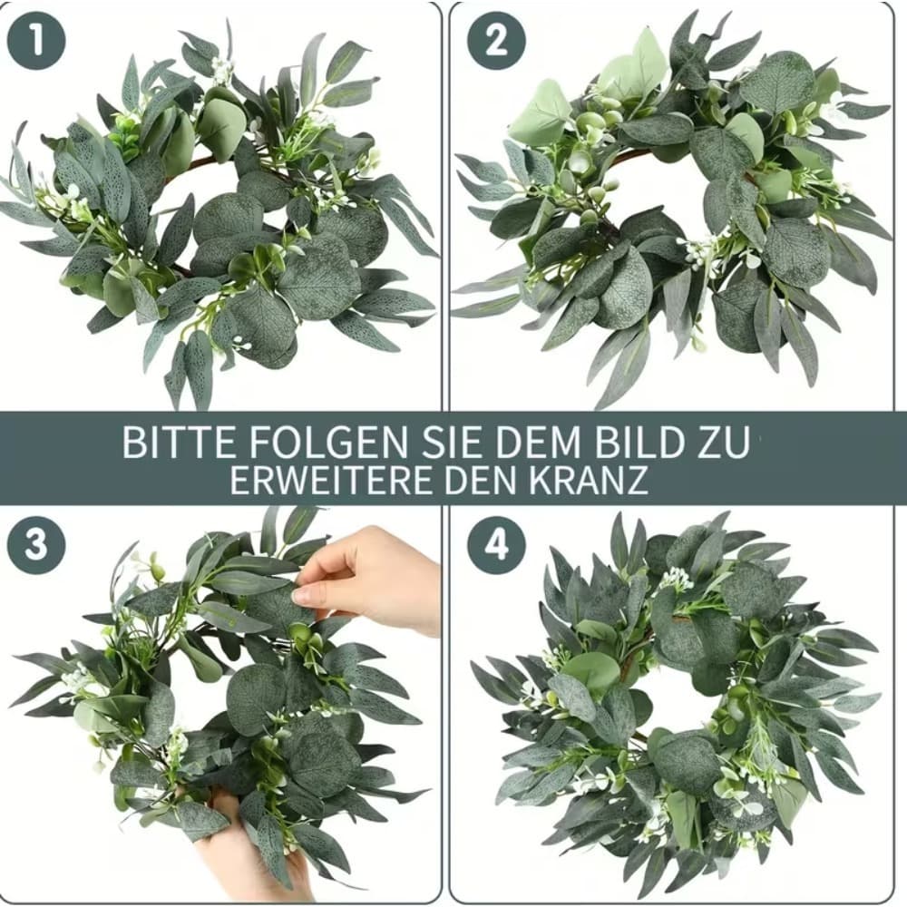 Künstlicher Blumenkranz mit Kerzenhalter, 6er-Set