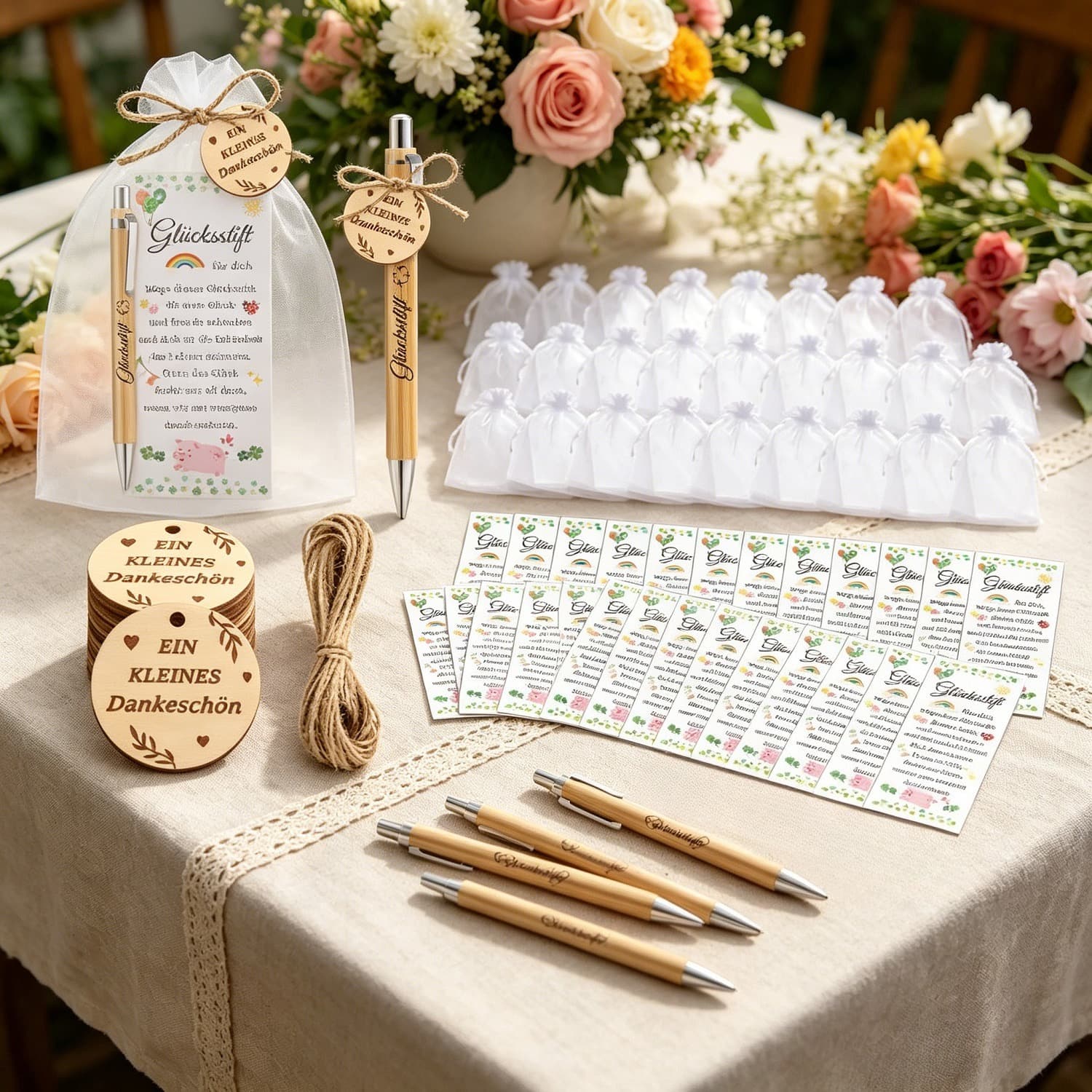 Abschiedsgeschenk-Set mit 26 Glücksstiften und Karten