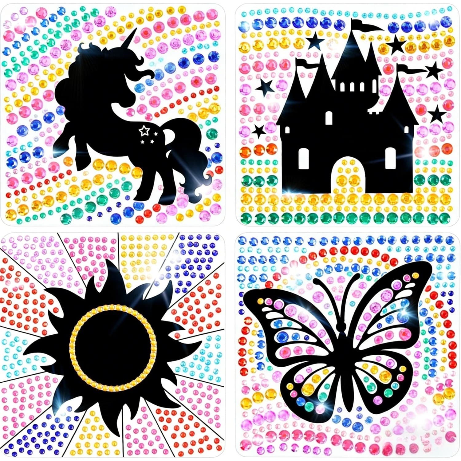 Diamond painting window decor set, 4 motifs