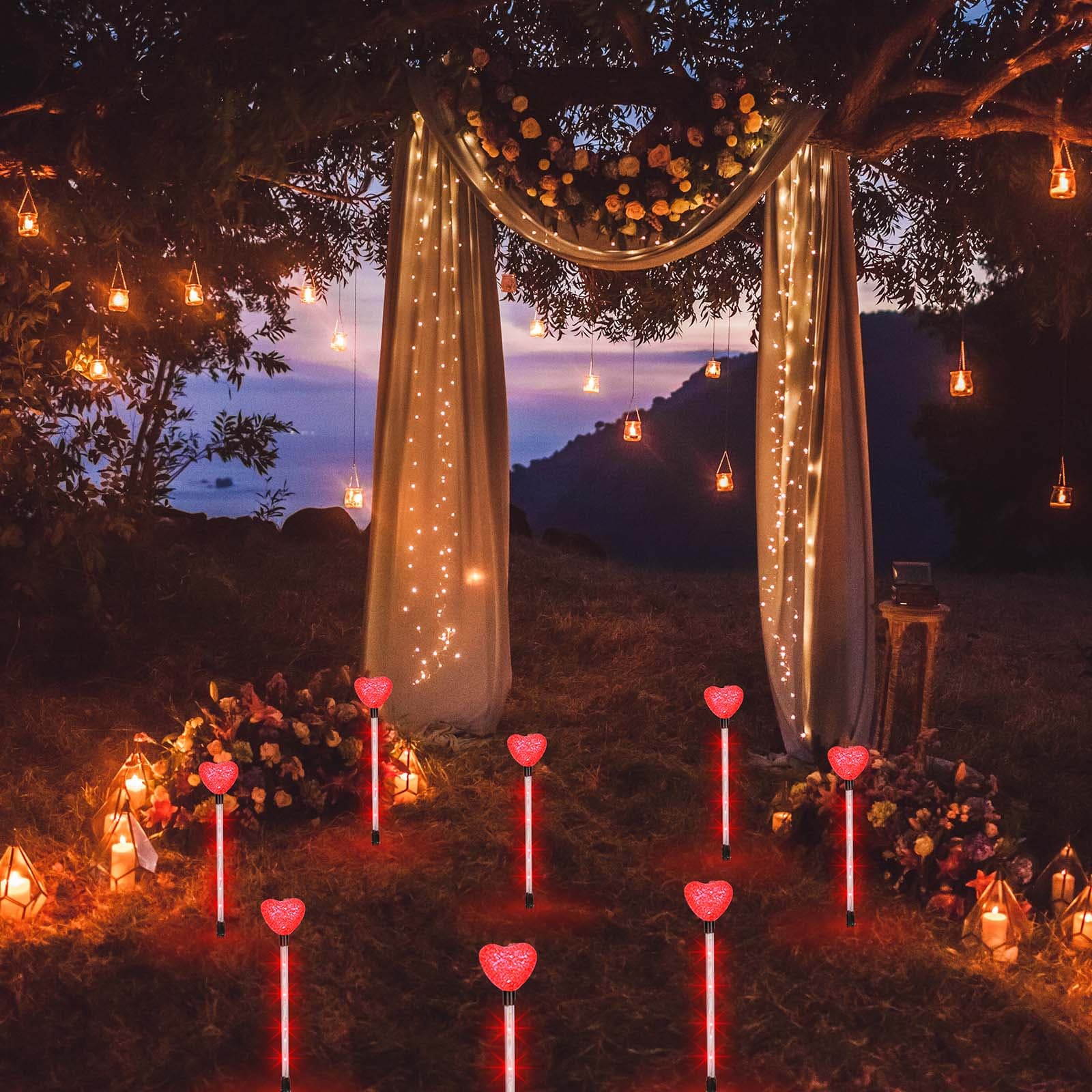 Herz-Deko-Set für Garten und Party, 2 Sets à 4 Herzen