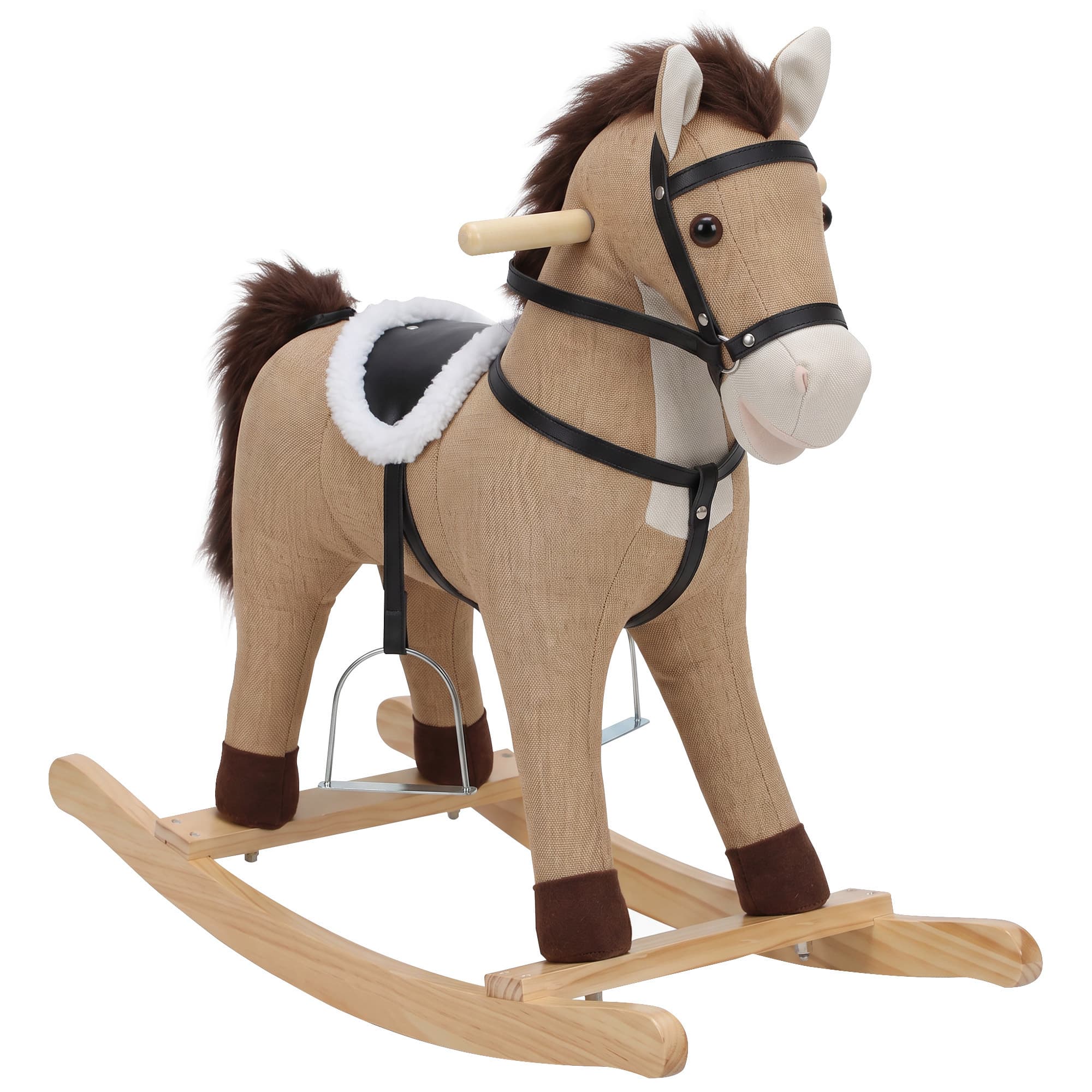 Cheval à bascule avec son et poignées de sécurité, brun foncé