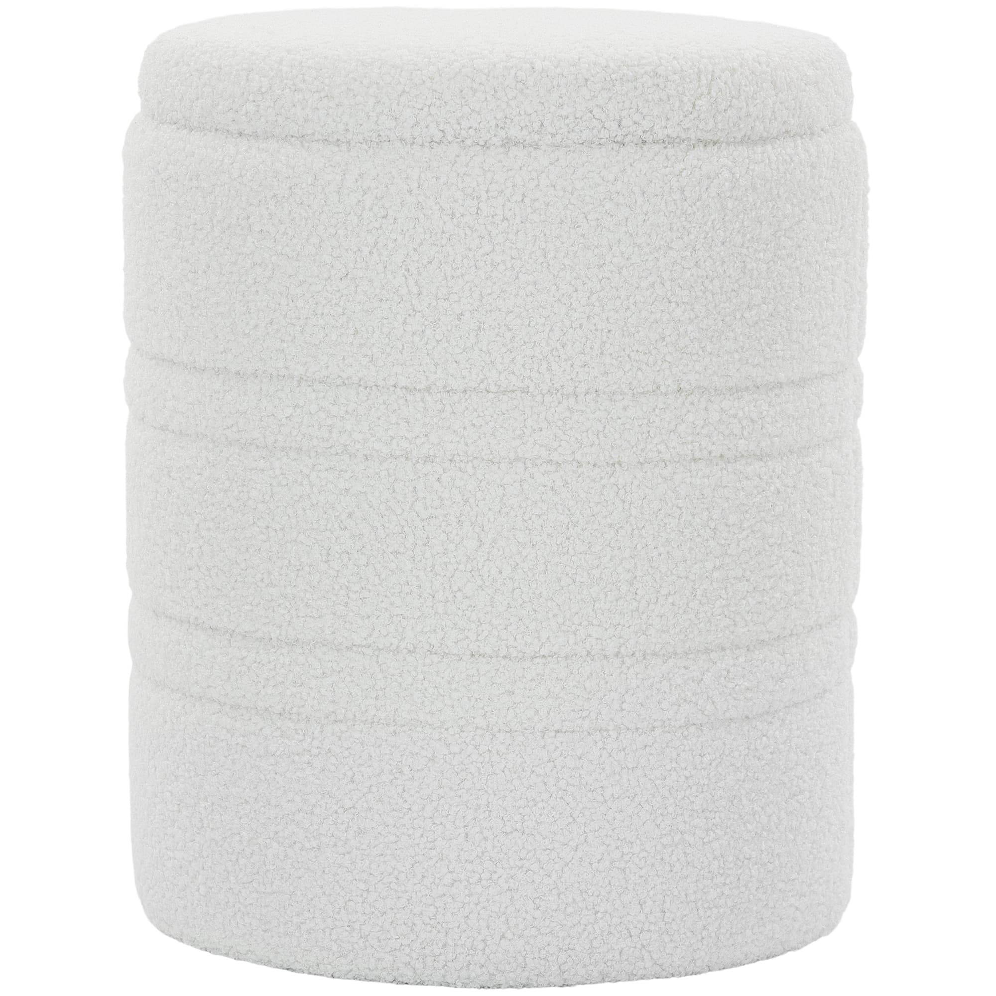 Pouf Sherpa rond avec couvercle et rangement