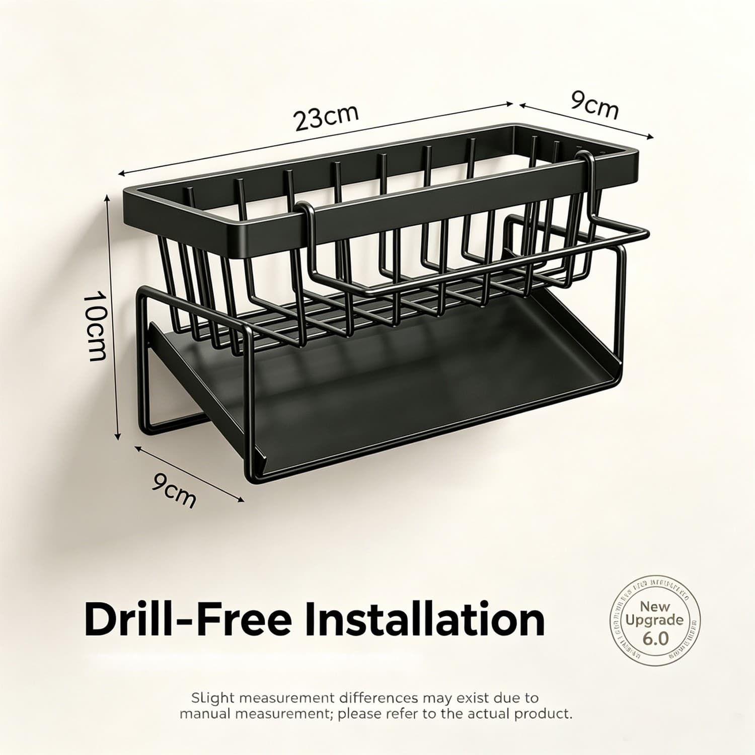 Sink organizer with tray for sponge and soap
