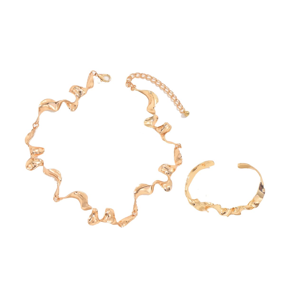 2026 Nuovo arrivo Conjunto di gioielli europeo-americano hip-hop per donne, design geometrico di nicchia abbinato bracciale & collana, accessori di catena metallica di alta qualità e versatili