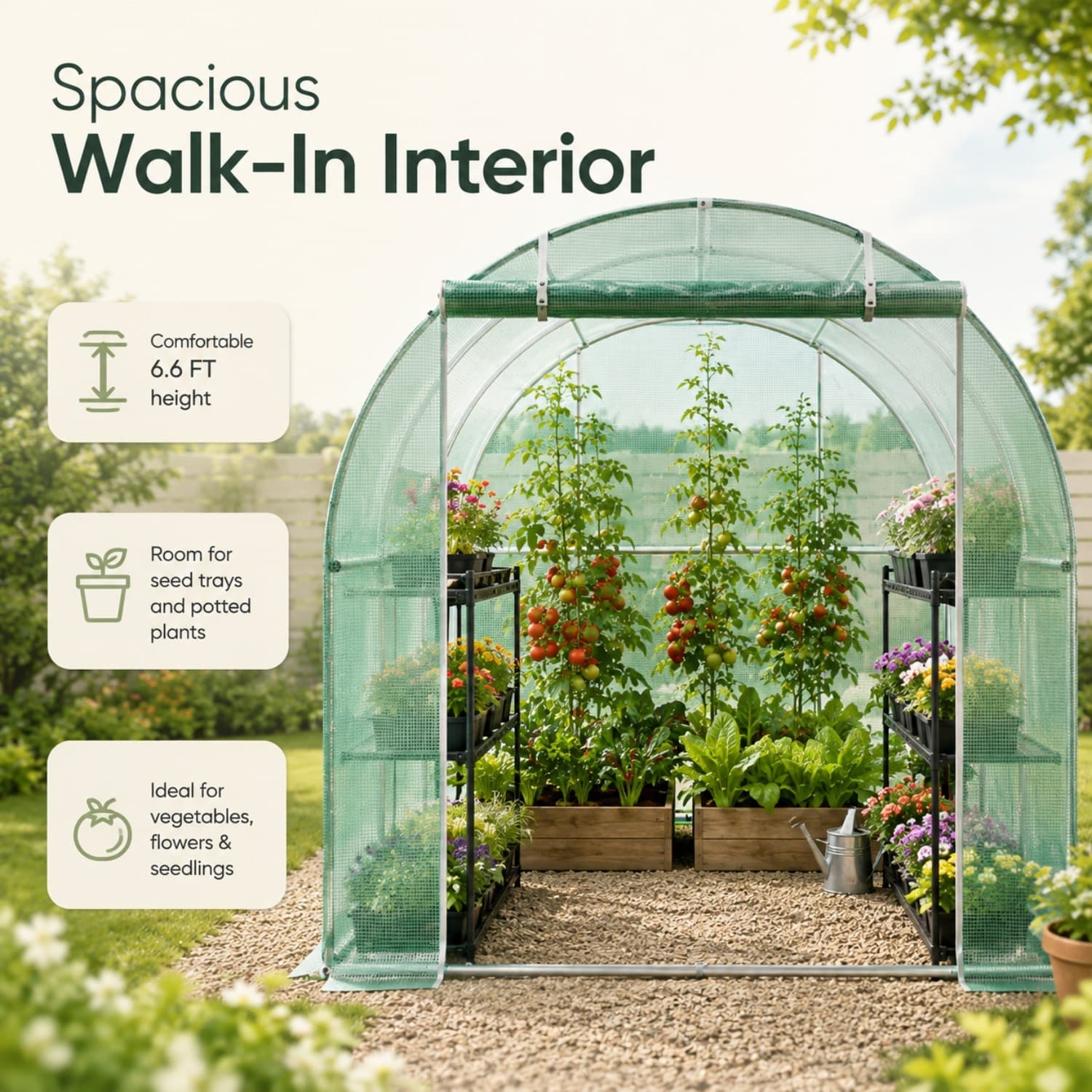 Green Greenhouse 3x2x2 m with Roll-Up Curtain