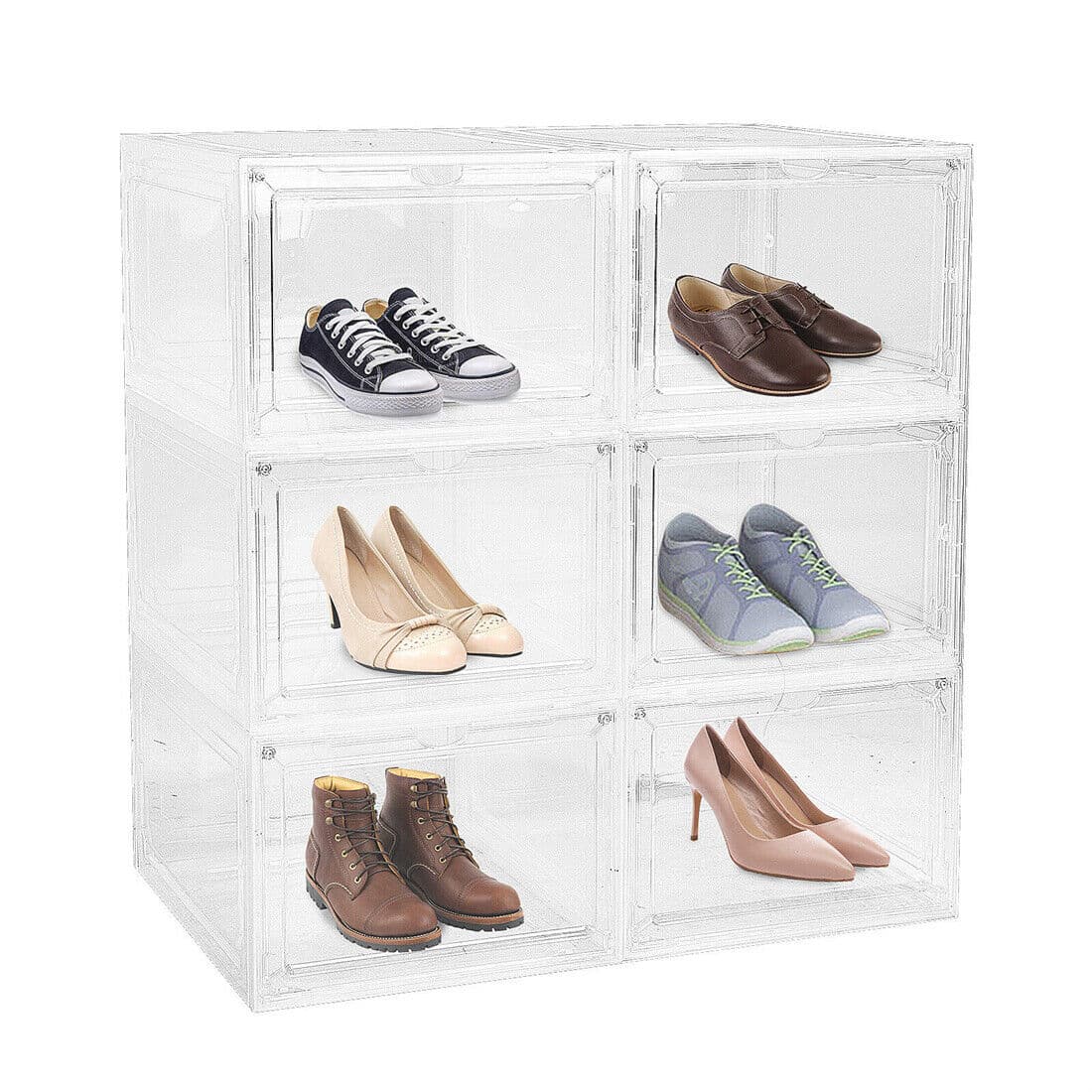 6er-Set transparente Schuhaufbewahrungsboxen aus Kunststoff, stapelbar