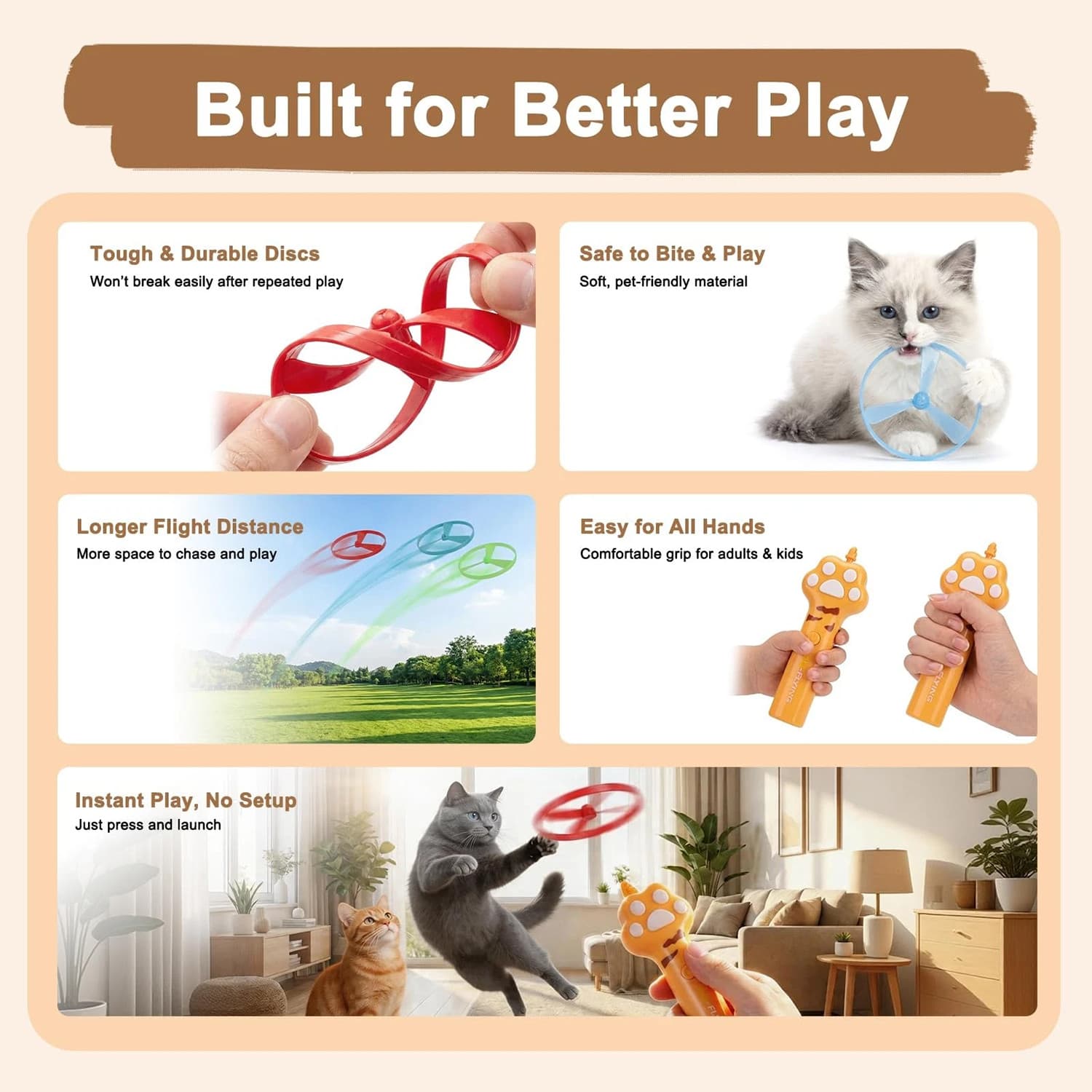 Kit de jeu interactif pour chat 10 pièces avec hélices volantes