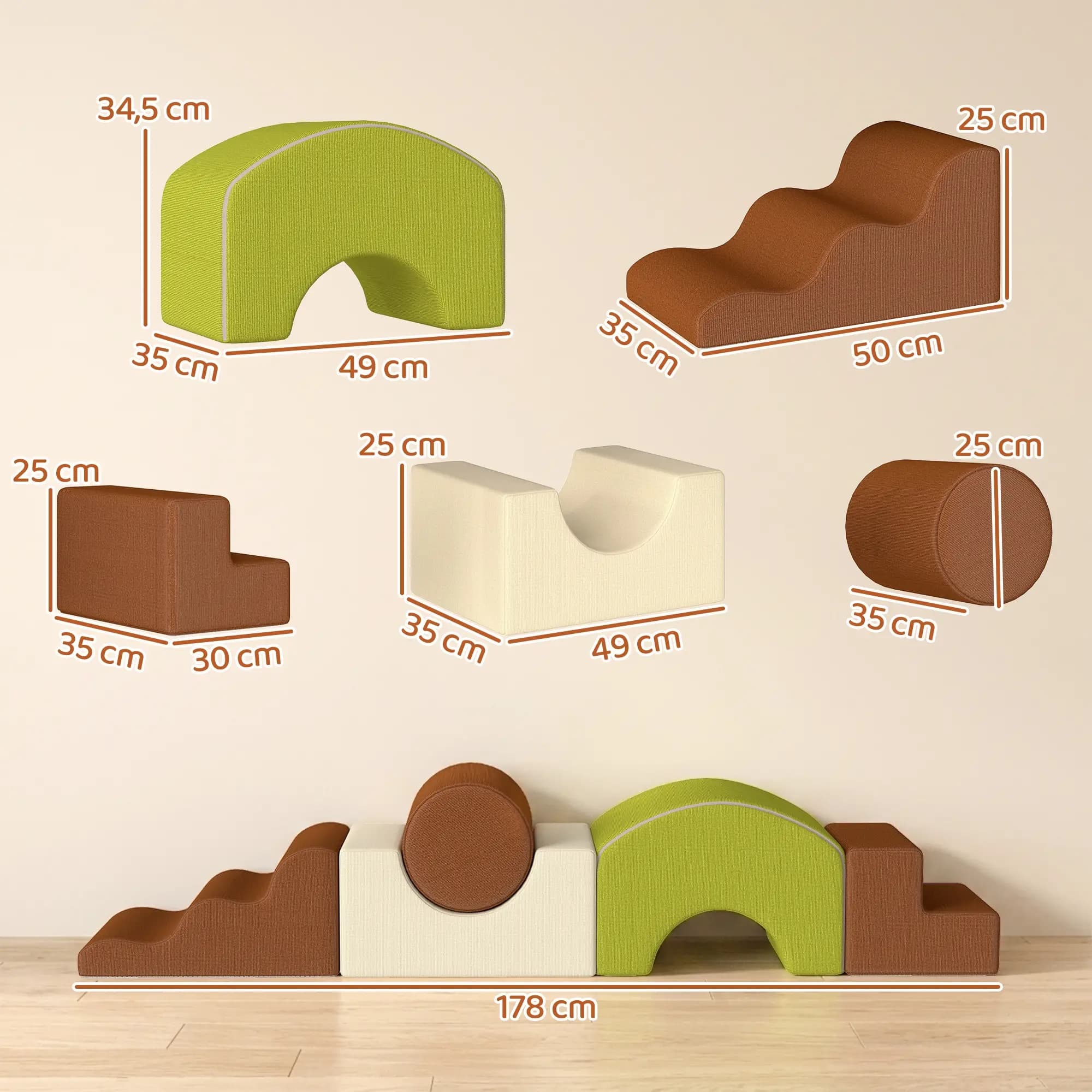 Blocs souples 5 pièces effet cordelette