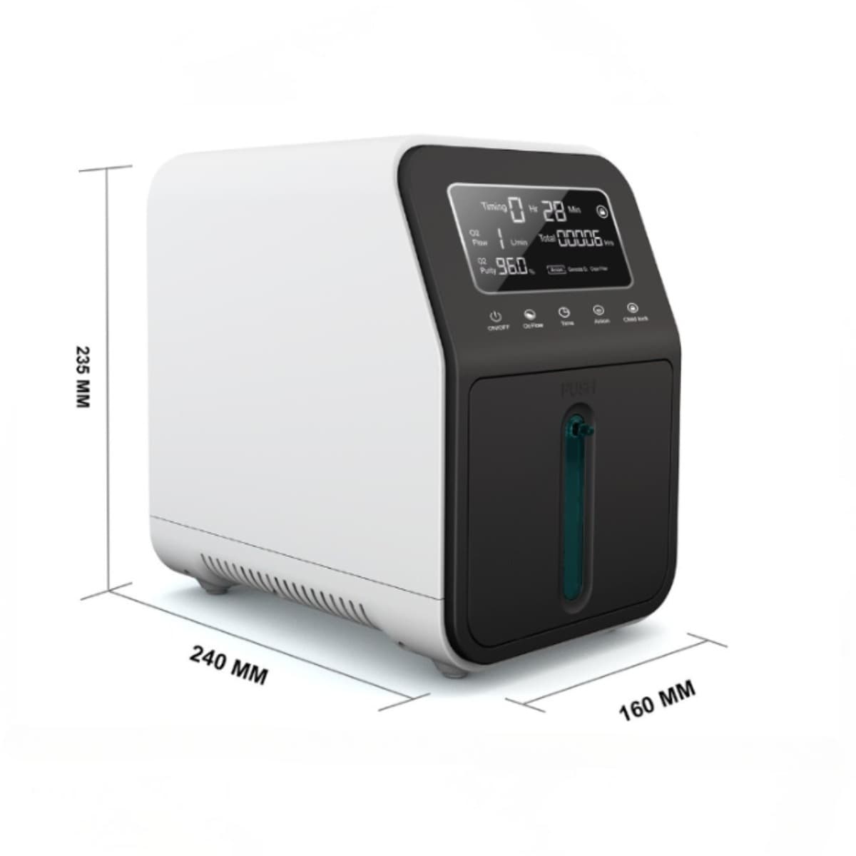 Concentrador de oxígeno portátil inteligente de 1-9 L/min, pureza de oxígeno del 30 al 96 %