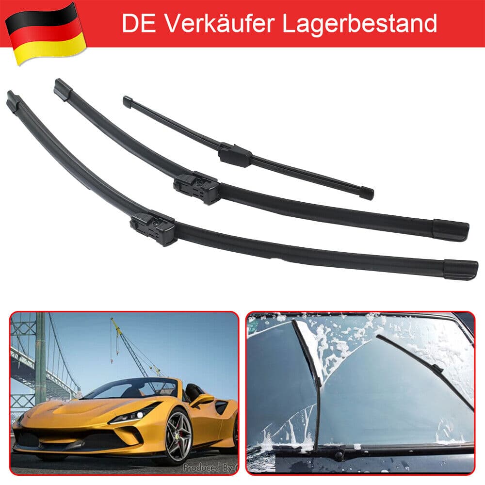 3er Set Scheibenwischer vorne und hinten 60cm 52,5cm 33cm