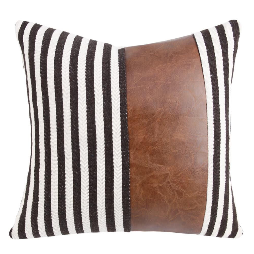 Stylischer Nordic-Design-Sofakissenbezug aus PU-Lederimitat mit dicker Naht