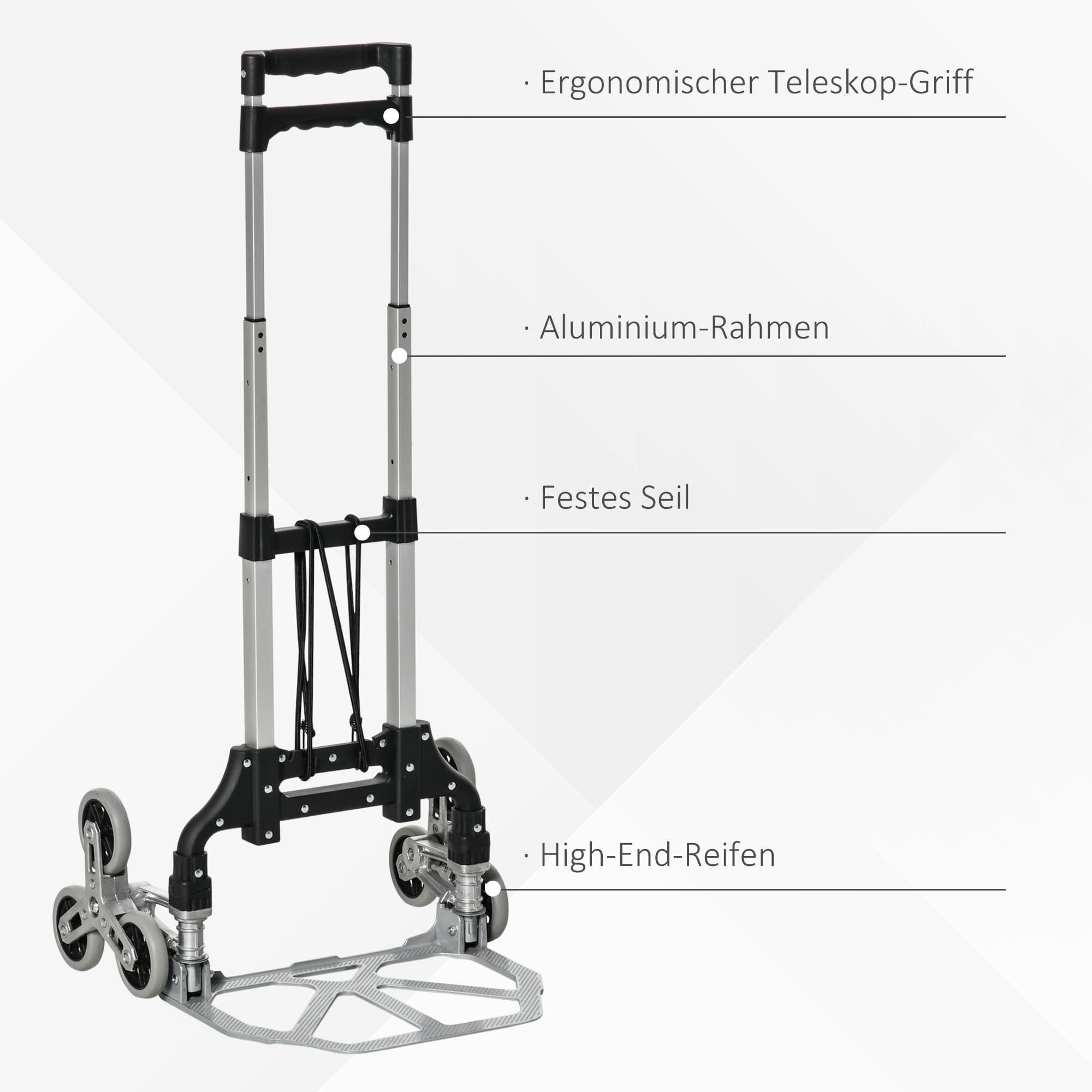 Chariot pliable monte-escalier avec 6 roues