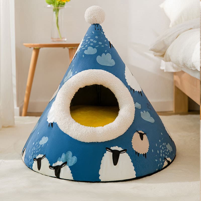 Cesta para gatos en estilo yurta mongol