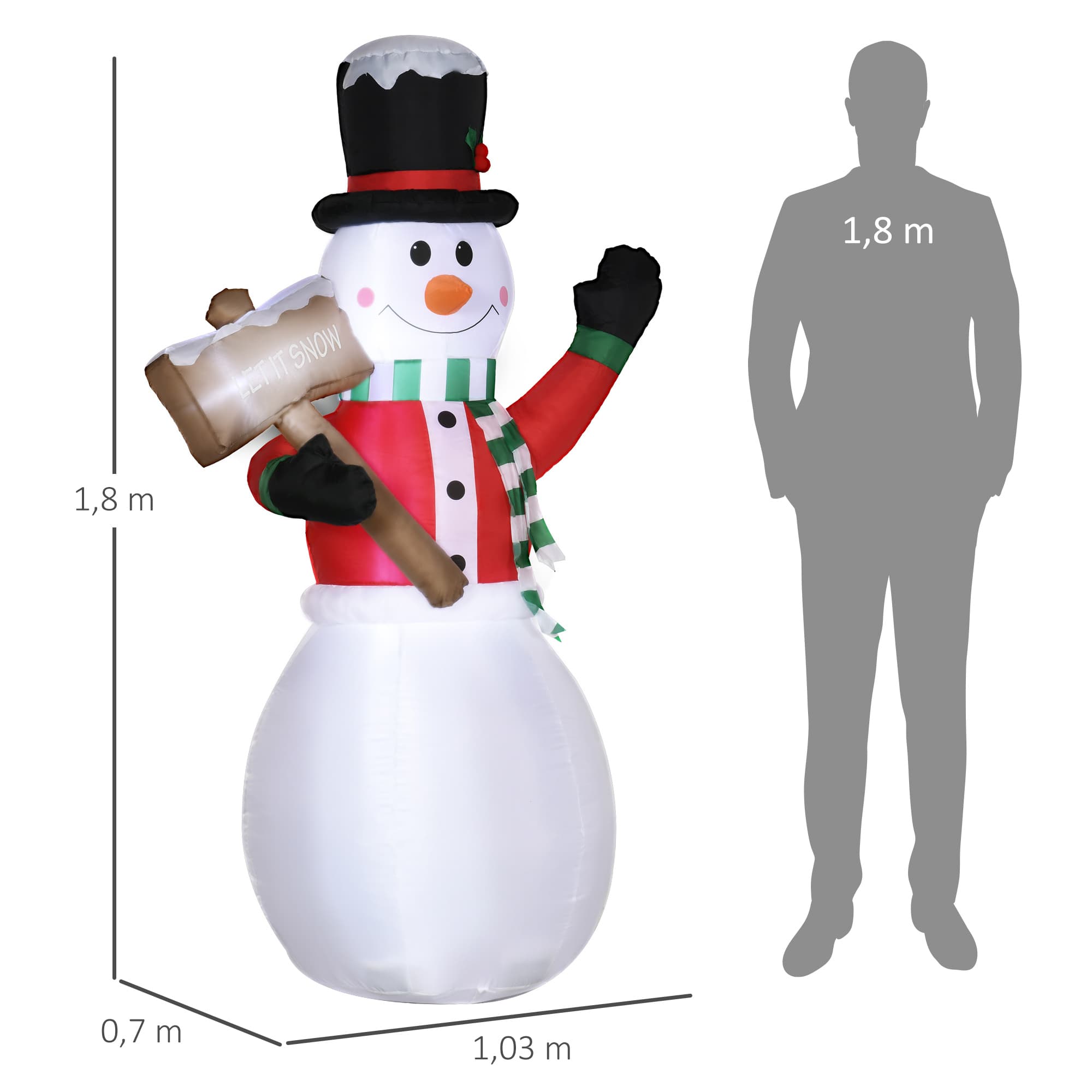 Déco bonhomme de neige gonflable 1,80 m soufflant