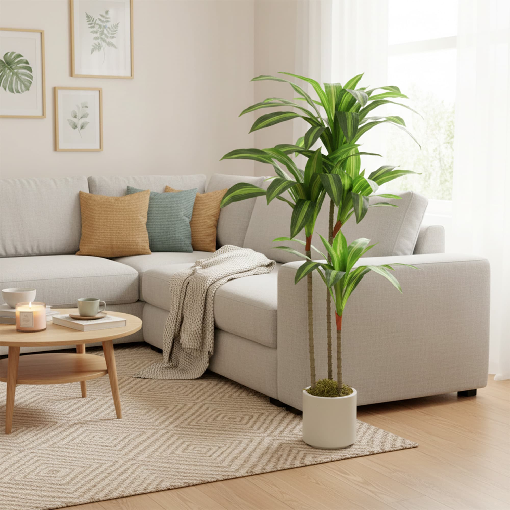 Dracaena artificiel 120 cm tiges flexibles pot