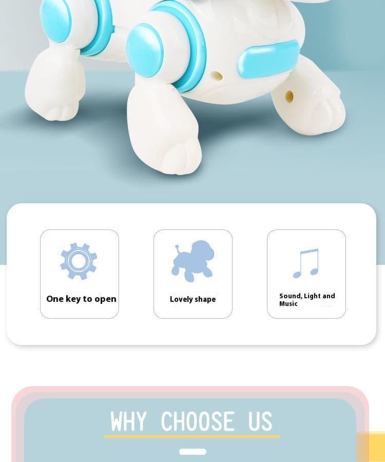 Interaktiver Krabbelhund-Roboter mit Musik und Lichteffekten