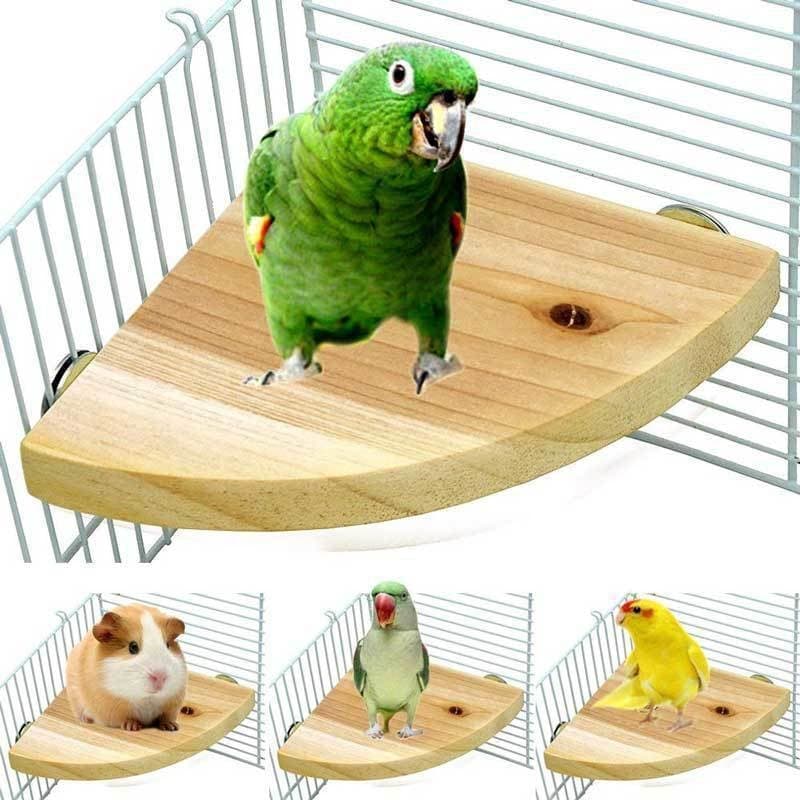 Accessori per la gabbia degli uccelli per scalare e giocare Giocattolo in legno solido Piattaforma salta Tavola in piedi