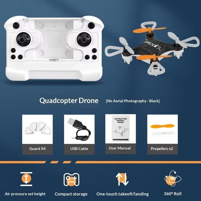 Drone Avión Mini, Avión de Control Remoto Pequeño del Tamaño de un Bolso, Cuadricóptero con Mantenimiento de Altitud, Pequeño Regalo