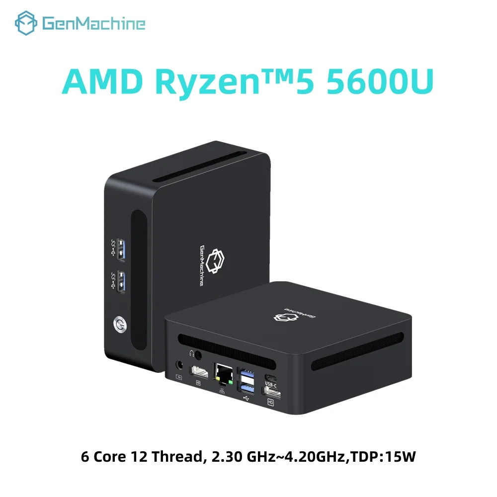 GenMachine AMD Ryzen 5 5600U Mini-PC 6 Kerne 12 Thread 4,20 GHz 15 W Windows 11 DDR4 Gaming-PC WIFI6 Computer Mini-PC