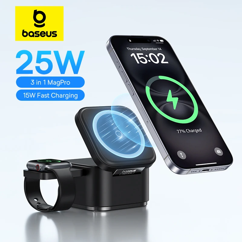 Baseus 3-in-1 wireless charging dock per iPhone e AirPods