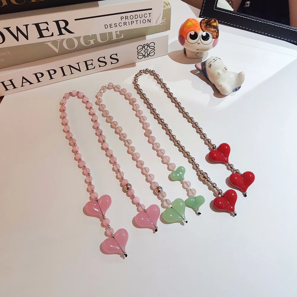 Big Love Heart Bag Charm – Herz-Taschenanhänger mit Stein & Perlen