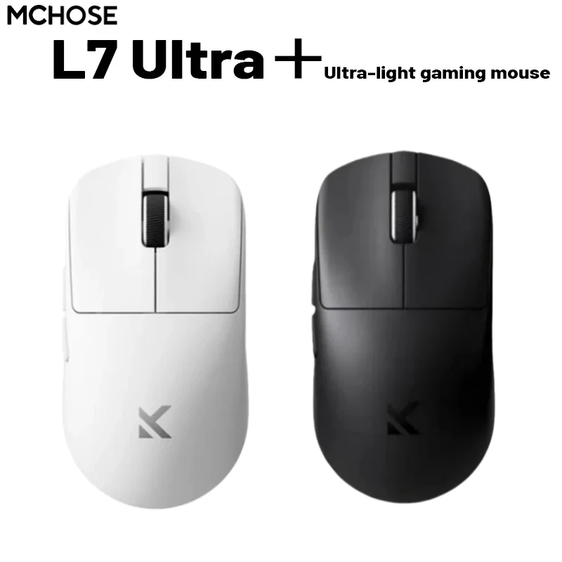 MCHOSE L7 Ultra+ Souris de main de taille moyenne pour le jeu et les sports électroniques avec capteur Paw3950, sans fil, trois modes, léger, adapté au bureau, souris informatique Dual-Drive