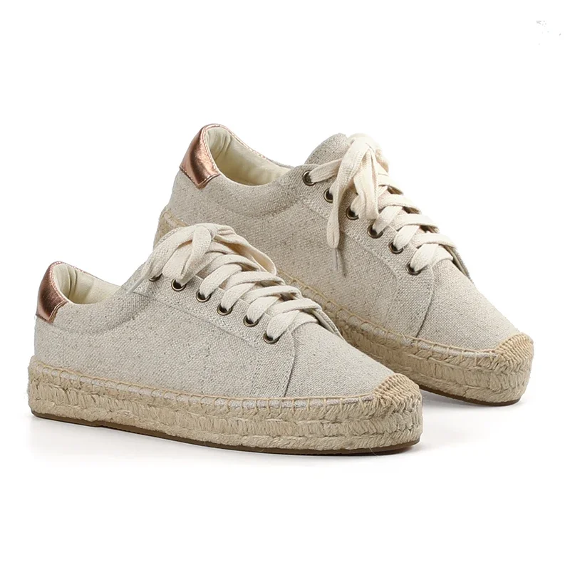 Espa pour femmes perce des chaussures plates en chanvre confortables avec plateforme décontractée et bout rond pour toutes les occasions
